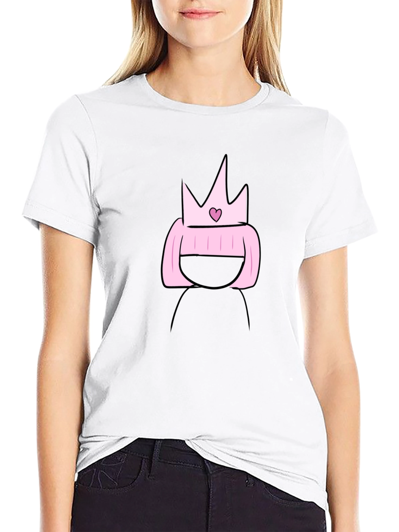 Cartoon Princess T-Shirt - Black Cotton Tee