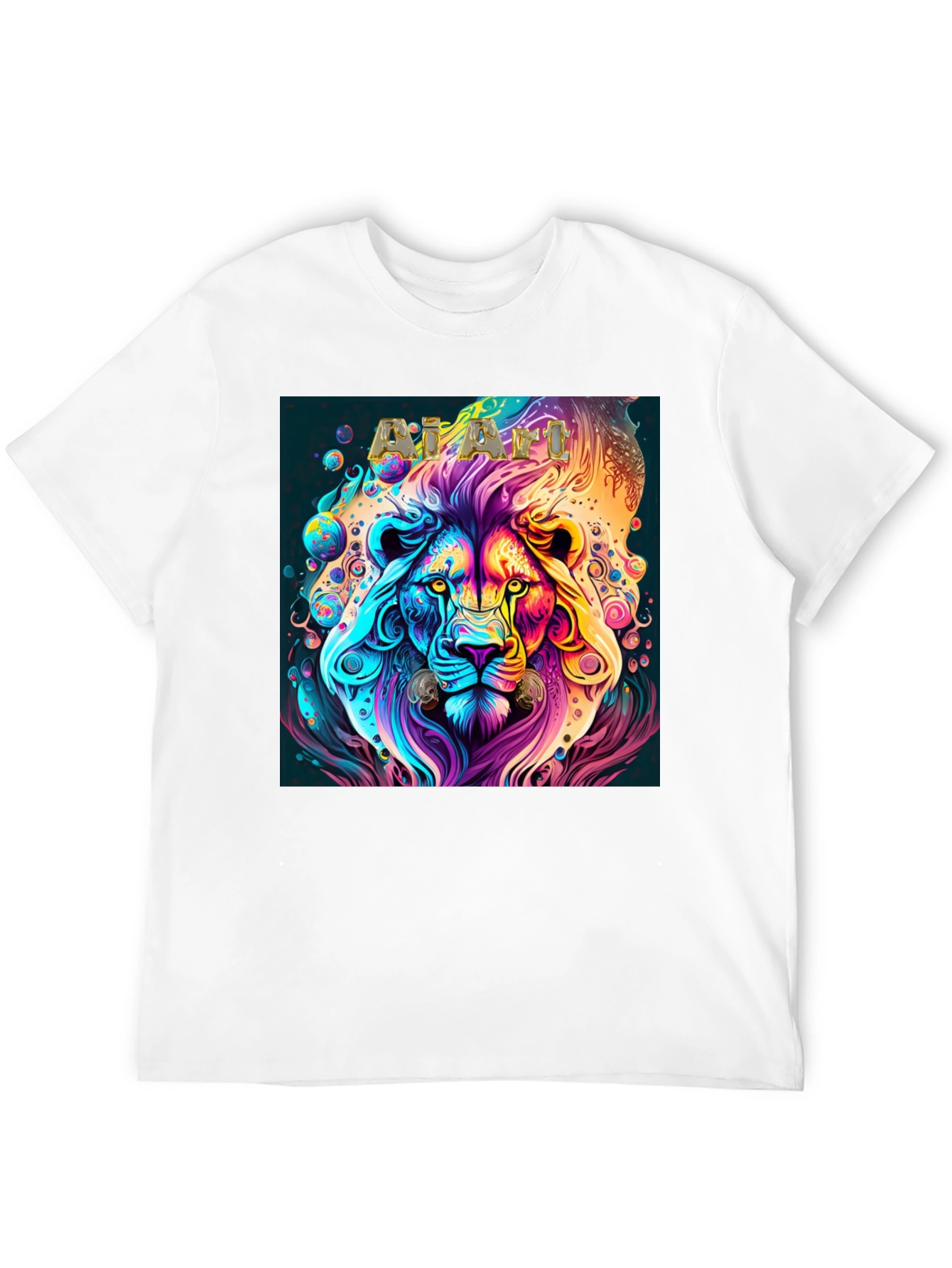 Psychedelic Lion Graphic T-Shirt - Black