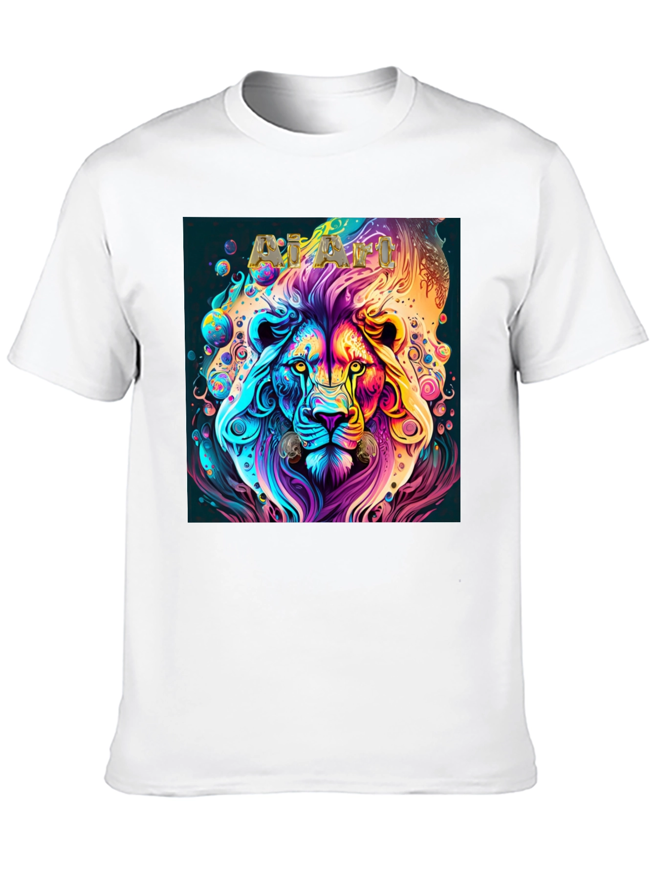 Psychedelic Lion Graphic T-Shirt - Black