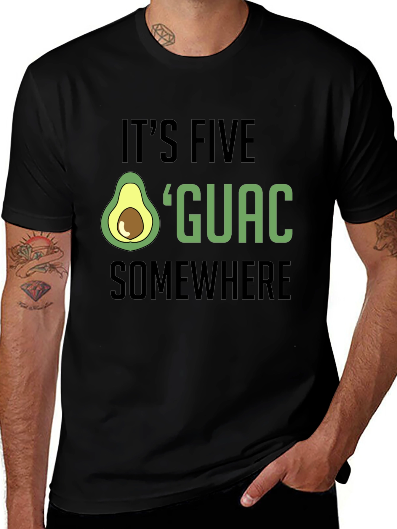 Its Five OGuac Somewhere Mens Black T-Shirt