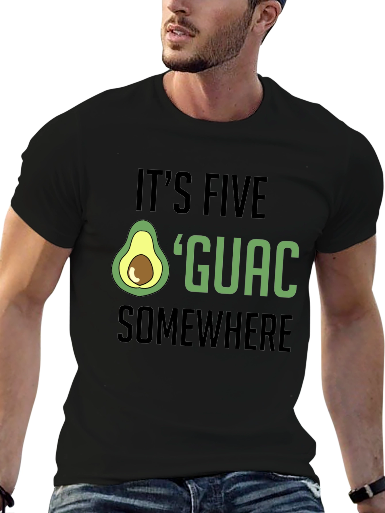 Its Five OGuac Somewhere Mens Black T-Shirt