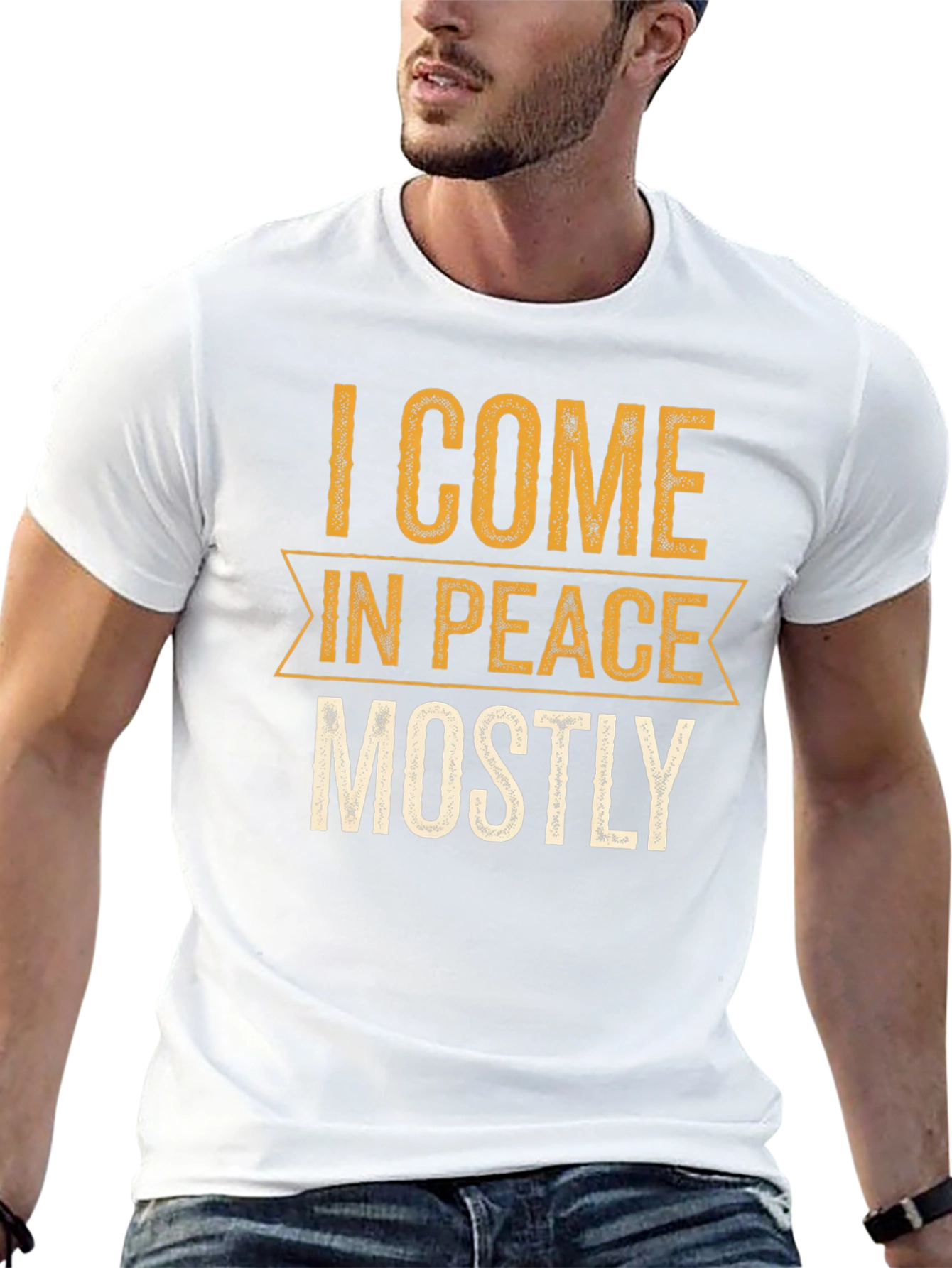 I Come In Peace Mostly Black Graphic Tee