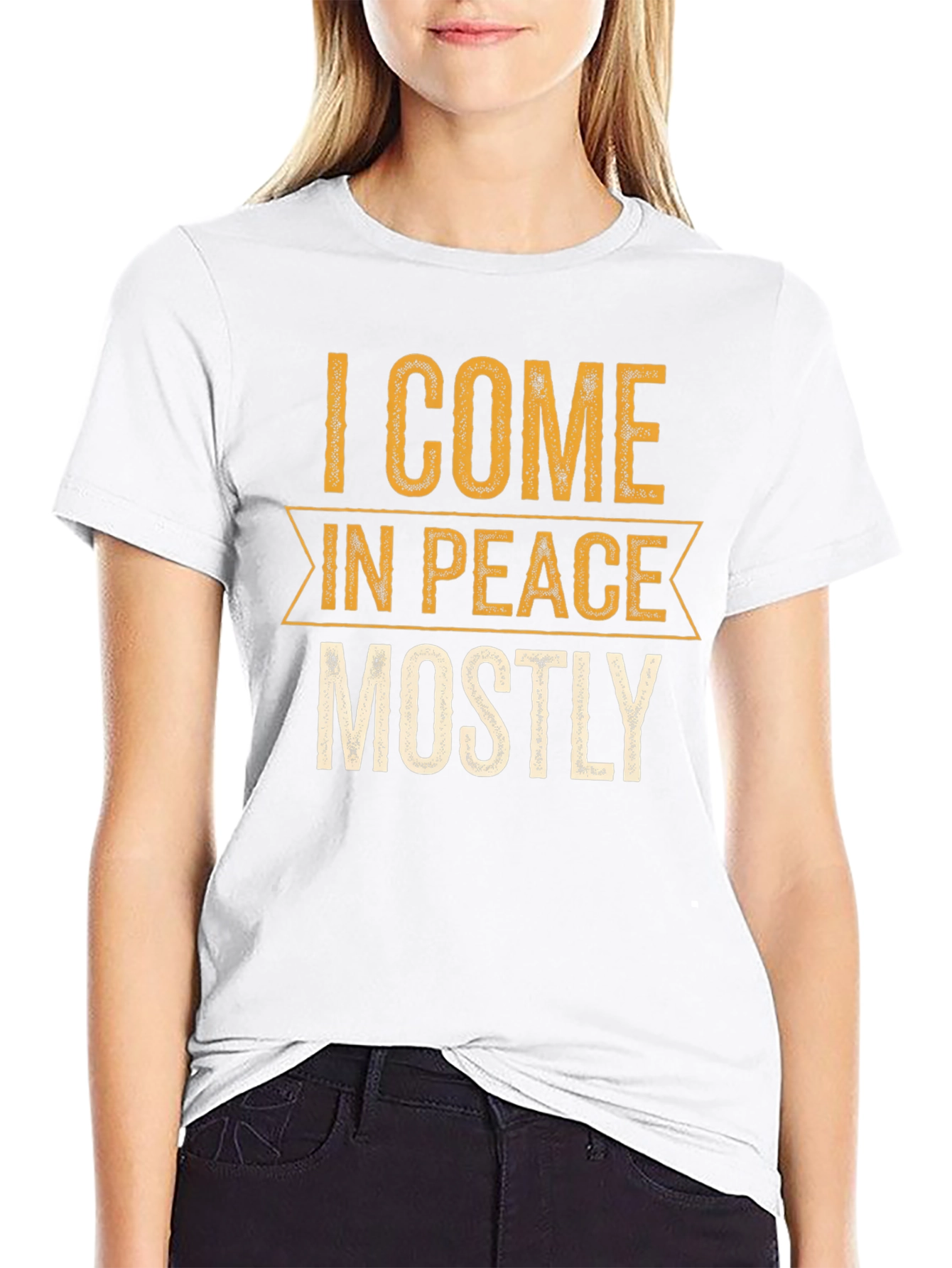 I Come In Peace Mostly Black Graphic Tee