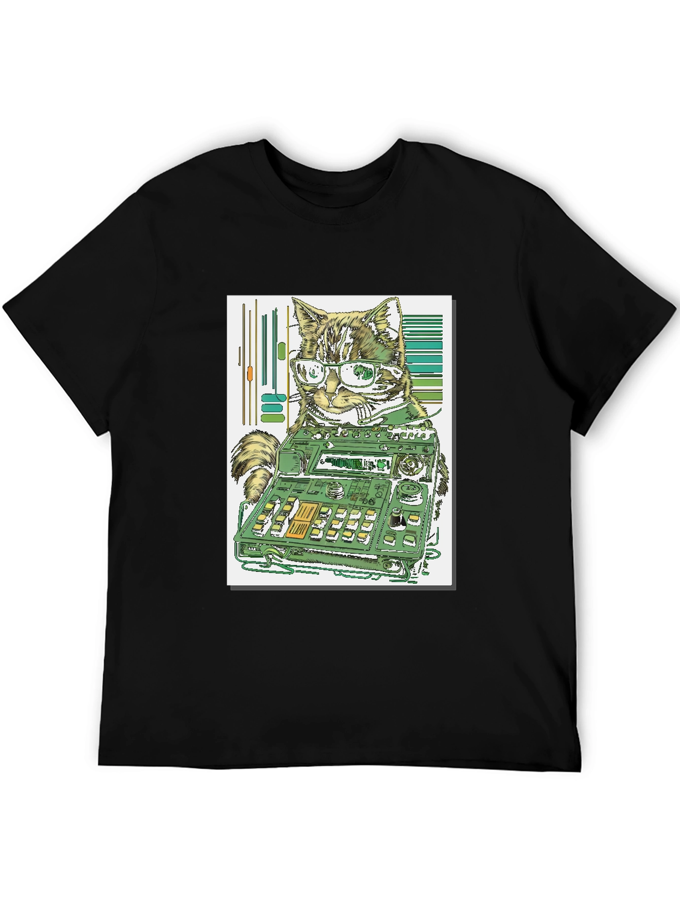 Cat DJ Graphic Tee - Cool & Unique Design