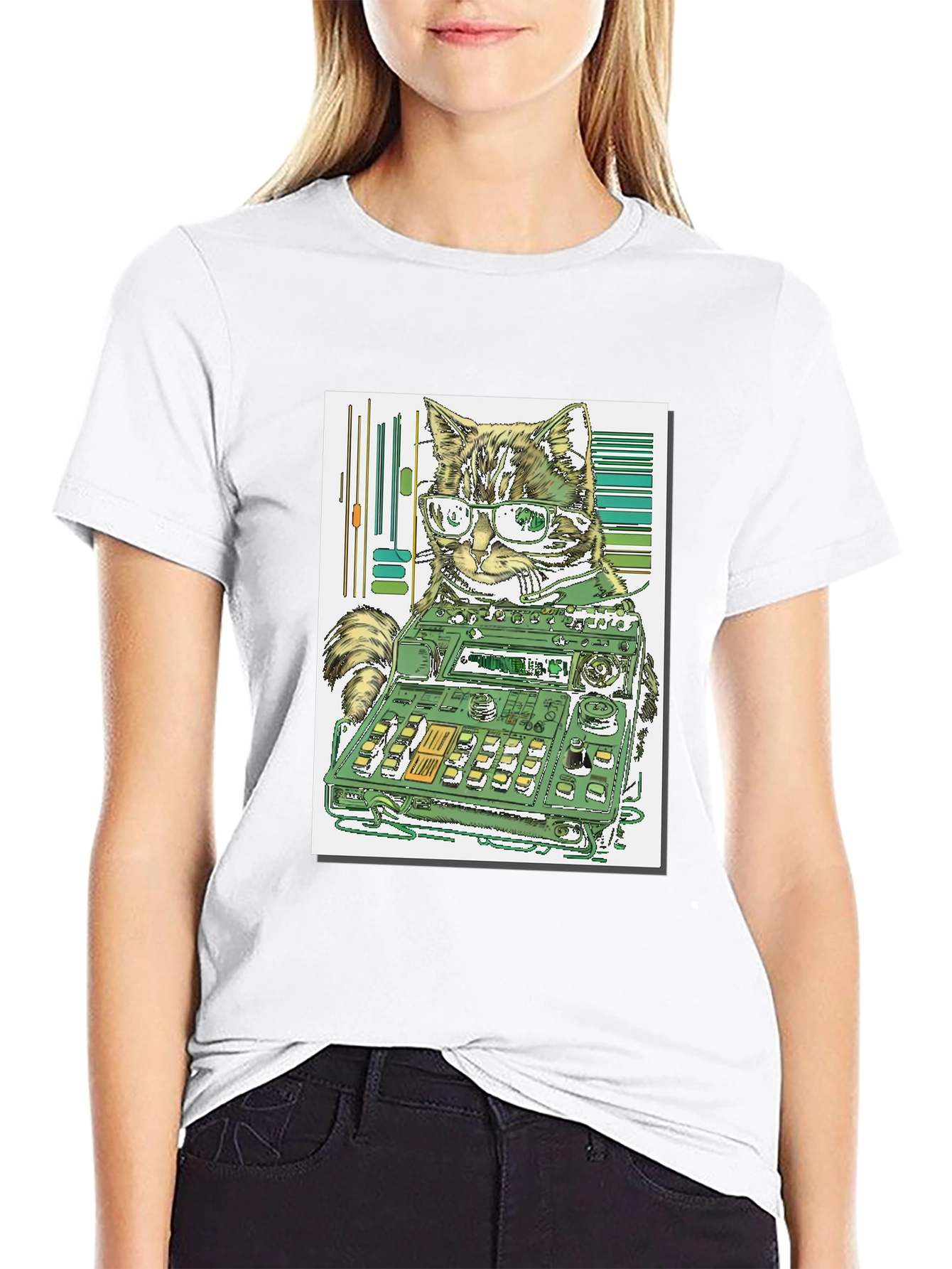 Cat DJ Graphic Tee - Cool & Unique Design