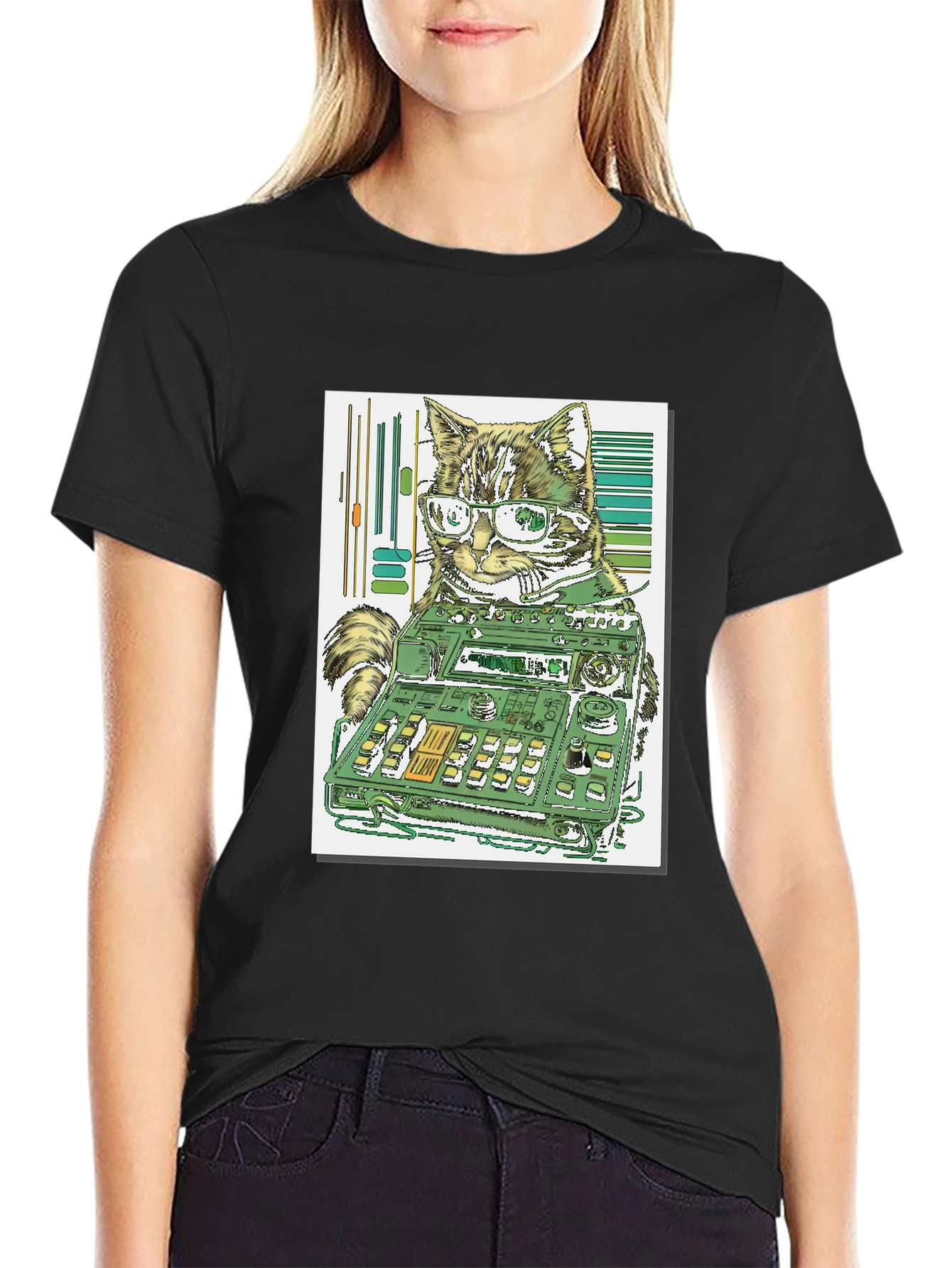 Cat DJ Graphic Tee - Cool & Unique Design