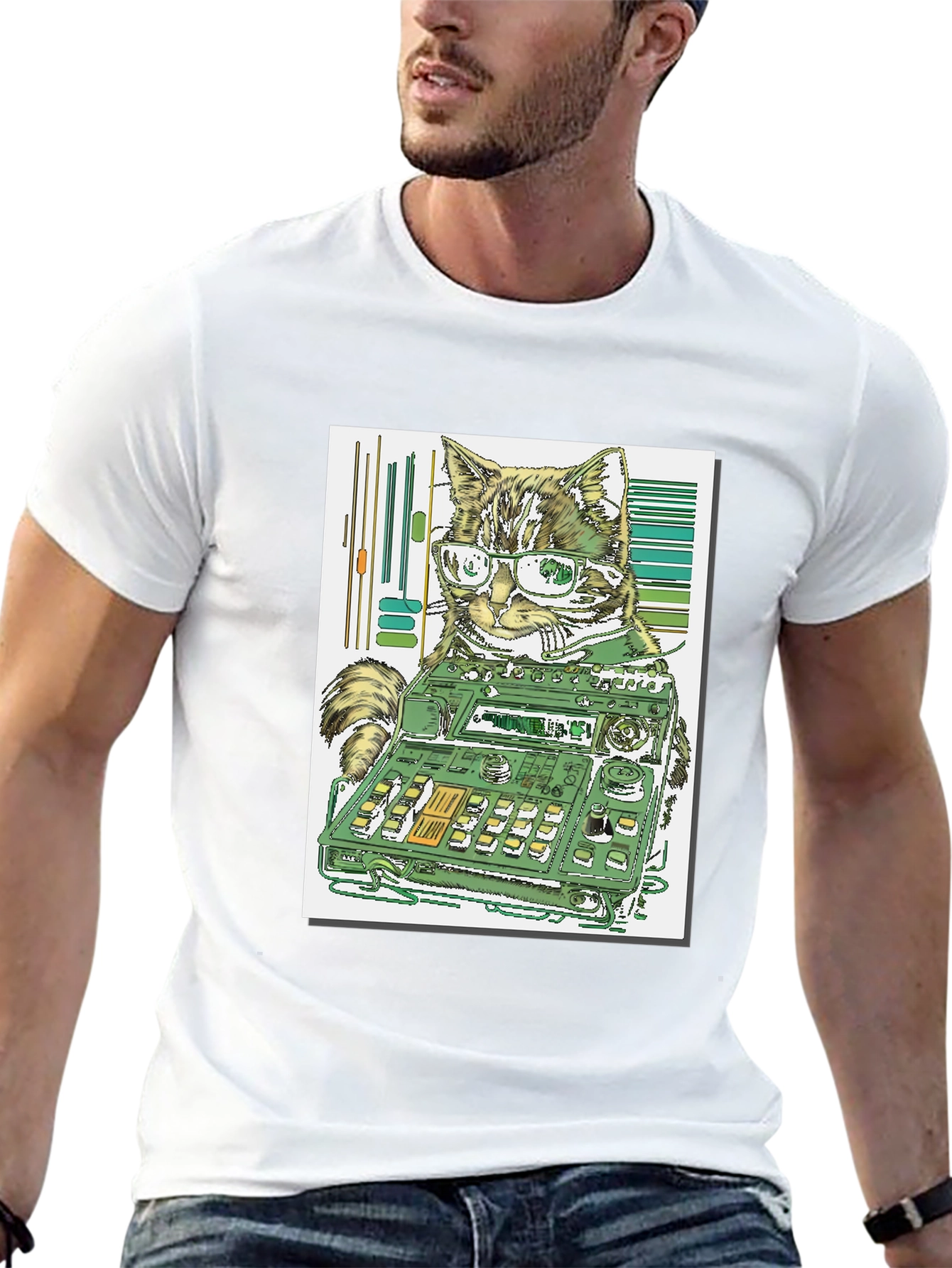 Cat DJ Graphic Tee - Cool & Unique Design