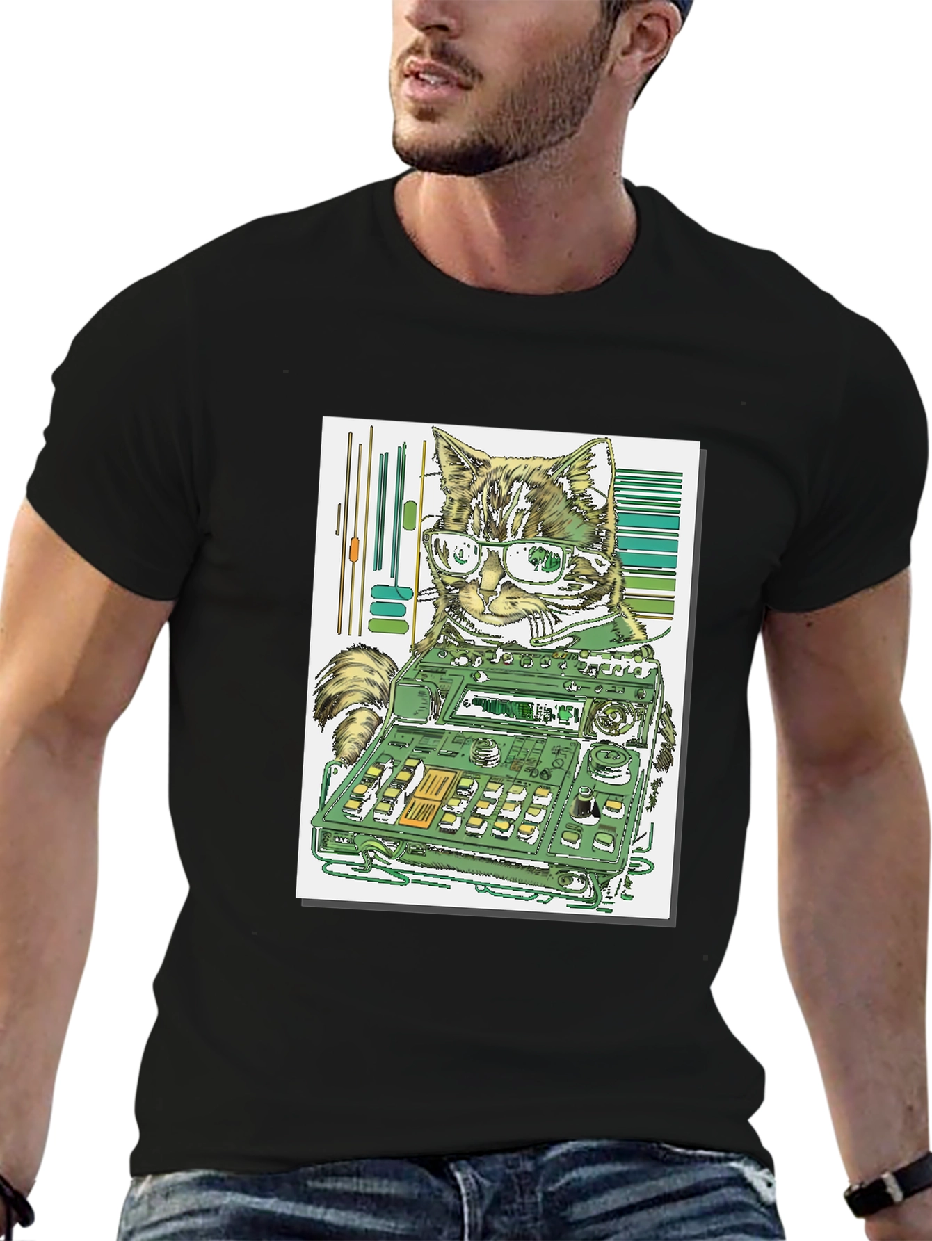 Cat DJ Graphic Tee - Cool & Unique Design