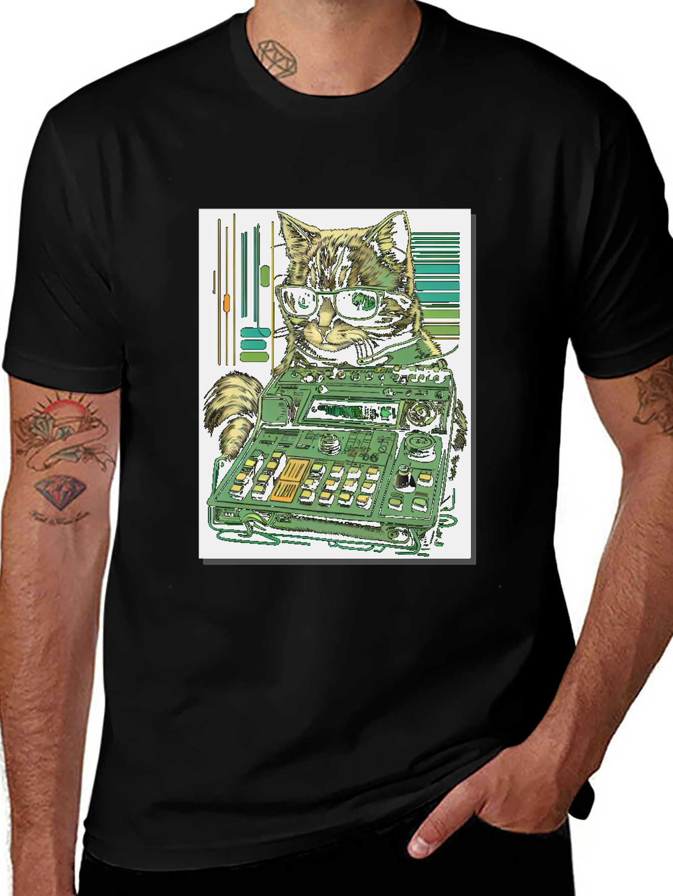 Cat DJ Graphic Tee - Cool & Unique Design