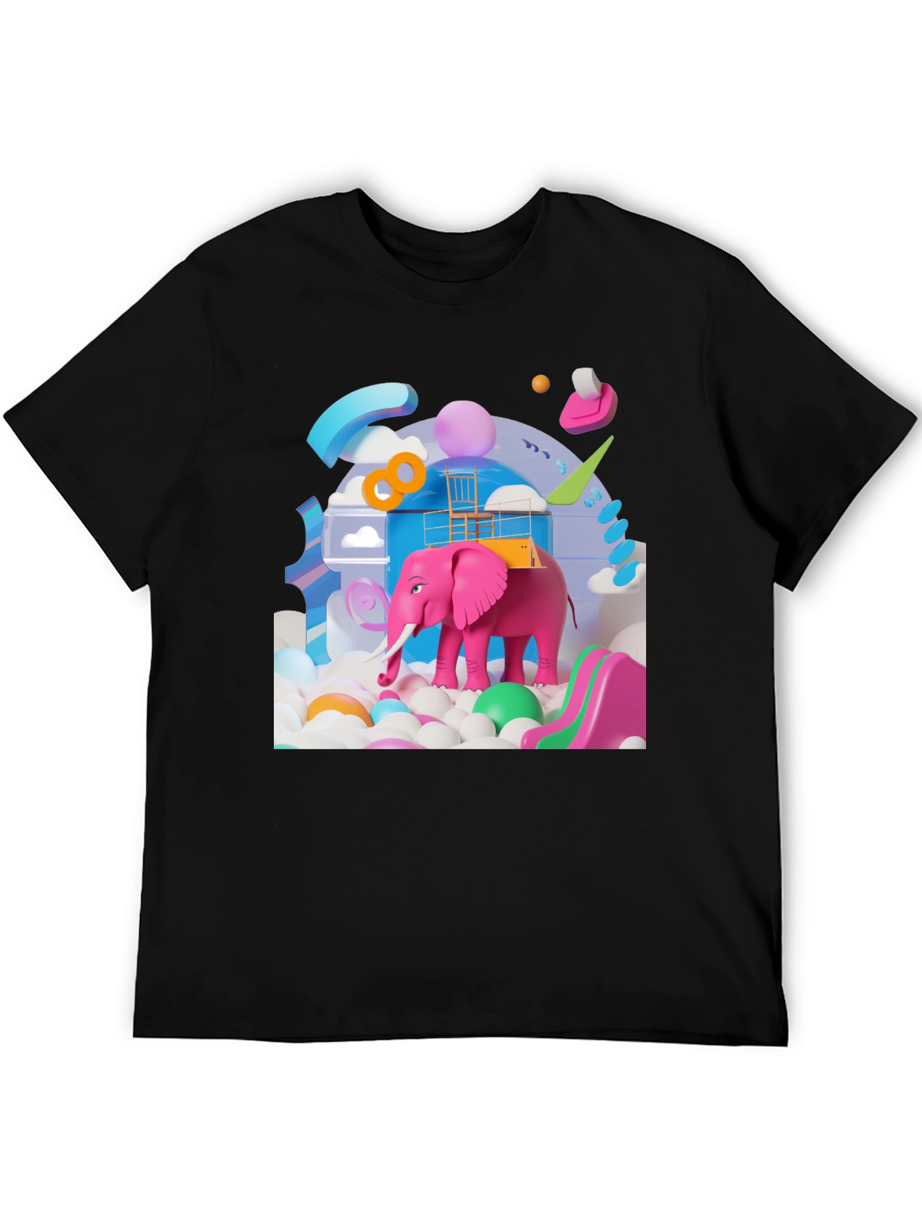 Playful Pink Elephant Graphic Tee - Novelty Design