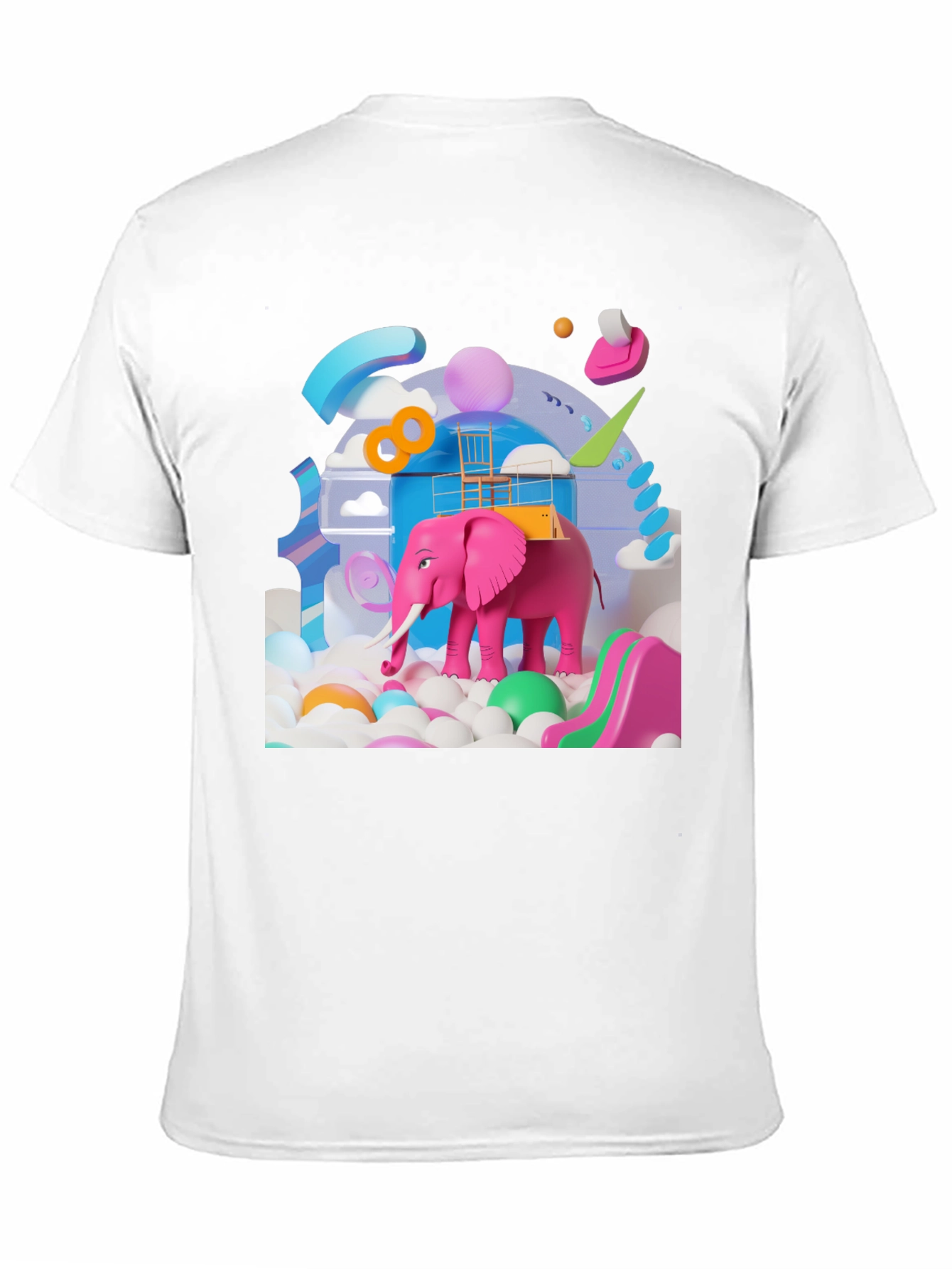 Playful Pink Elephant Graphic Tee - Novelty Design