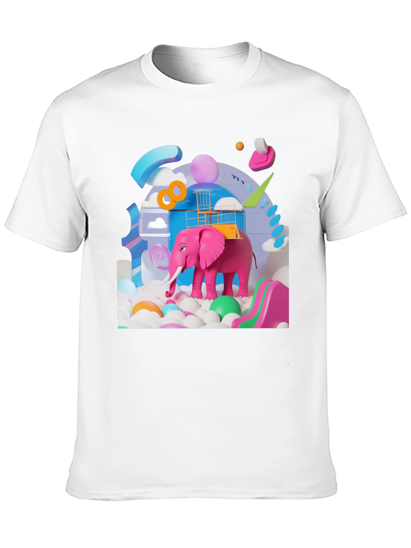 Playful Pink Elephant Graphic Tee - Novelty Design
