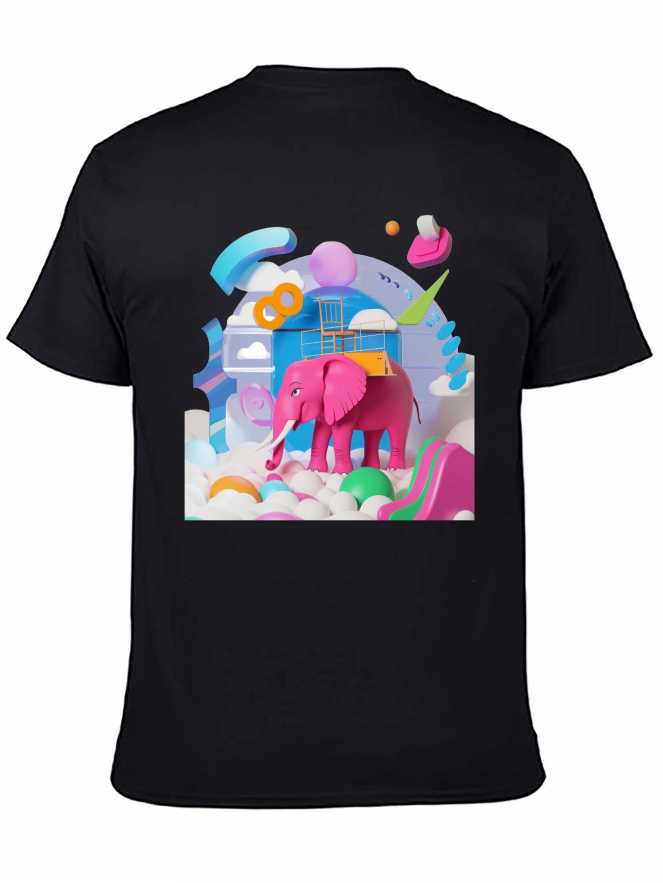 Playful Pink Elephant Graphic Tee - Novelty Design