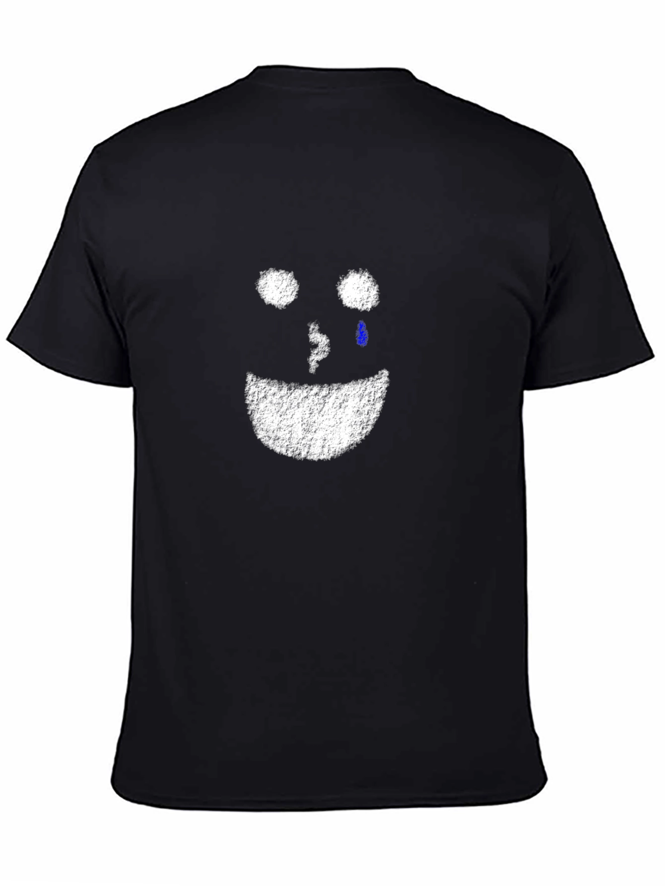 Distressed Crying Face Graphic Black T-Shirt