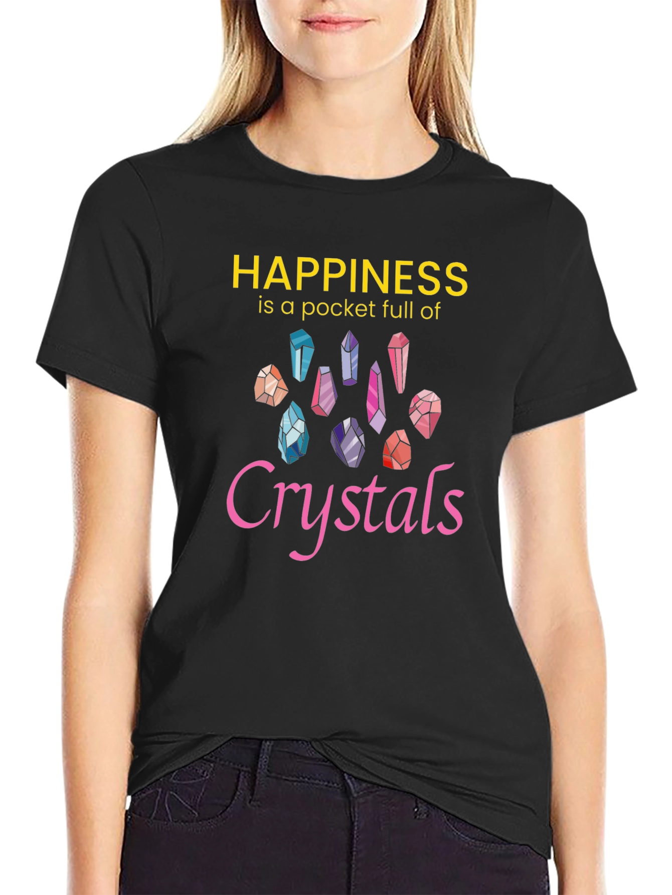 Happiness Crystals Graphic Tee - Black