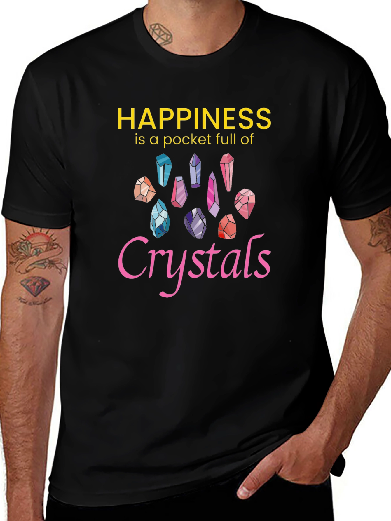 Happiness Crystals Graphic Tee - Black