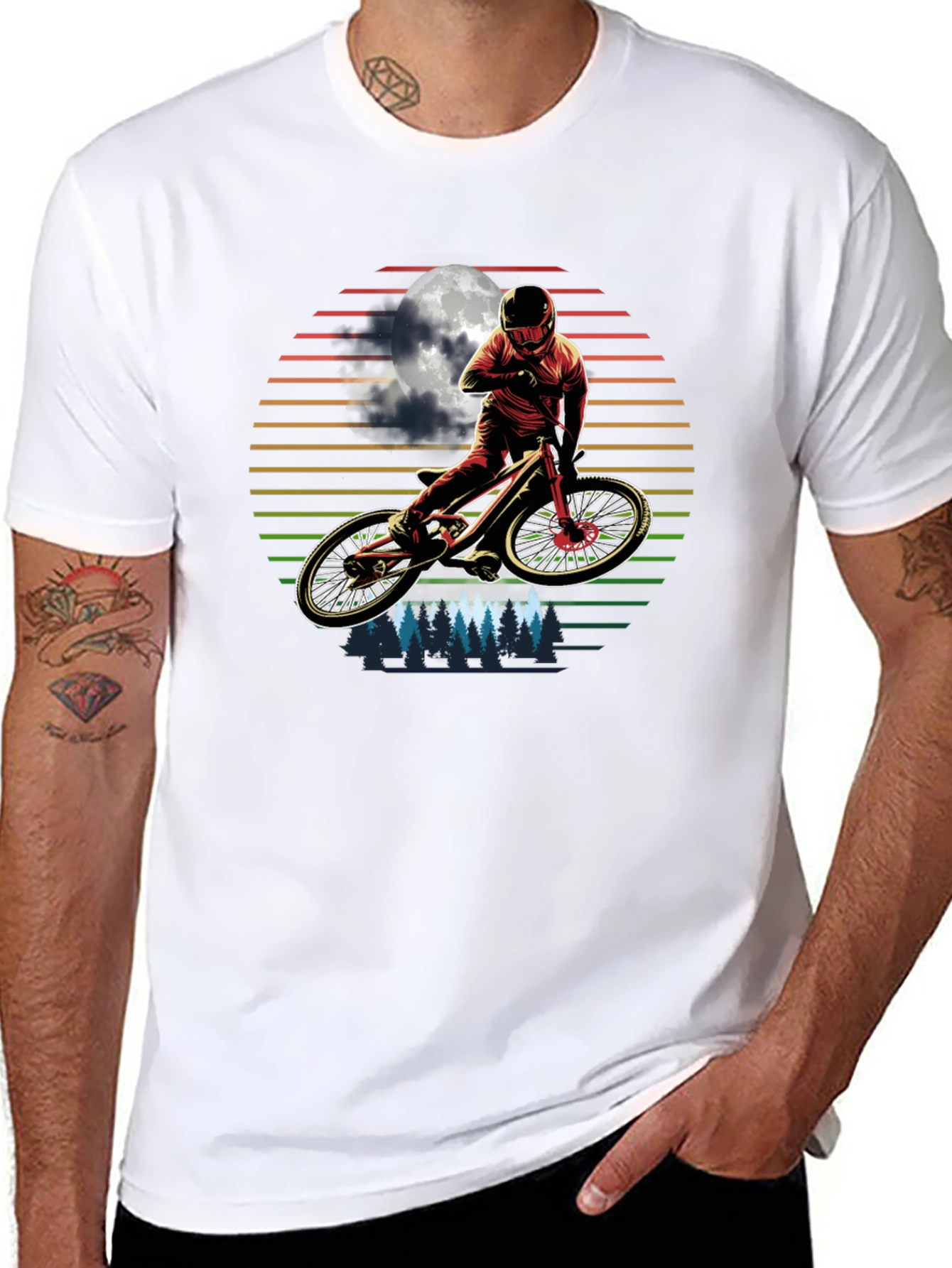 Mountain Biker Moonscape Graphic T-Shirt