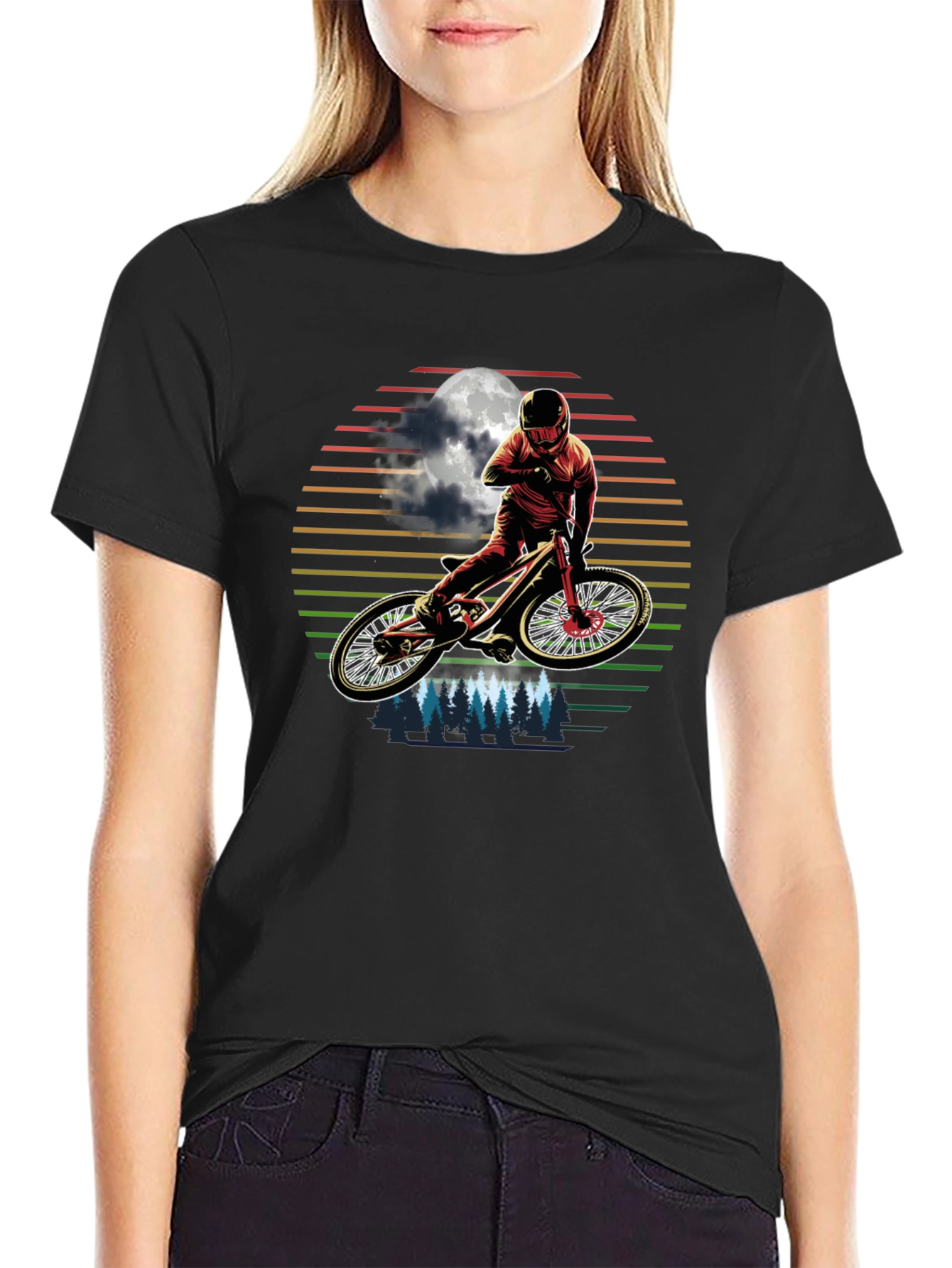 Mountain Biker Moonscape Graphic T-Shirt
