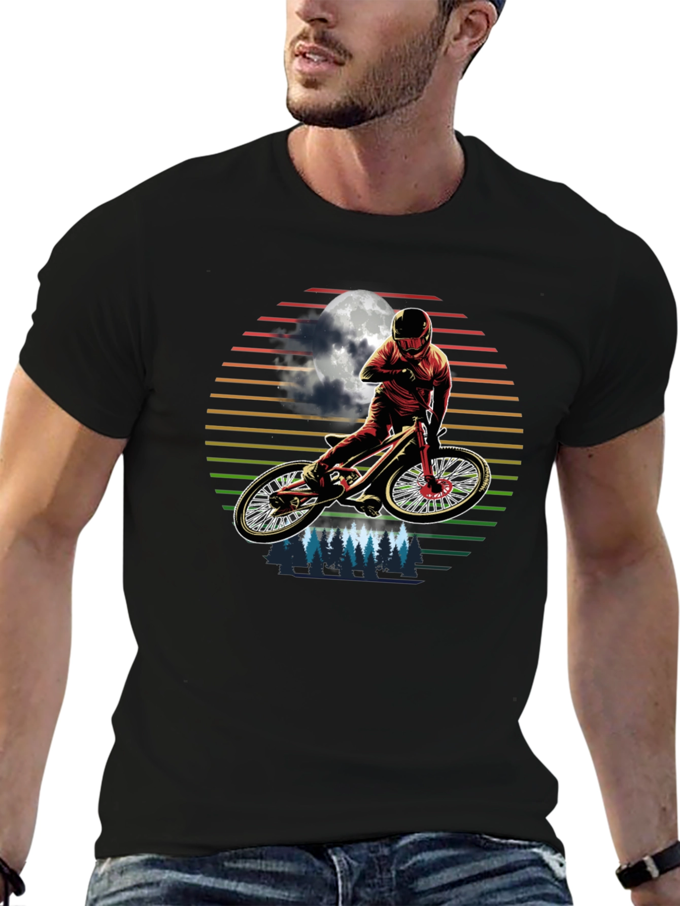 Mountain Biker Moonscape Graphic T-Shirt