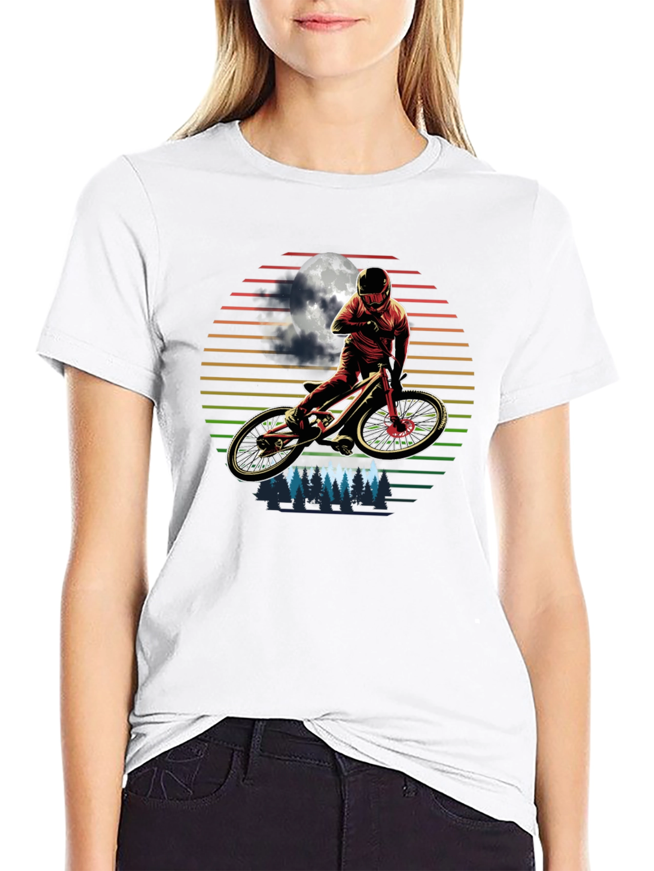 Mountain Biker Moonscape Graphic T-Shirt