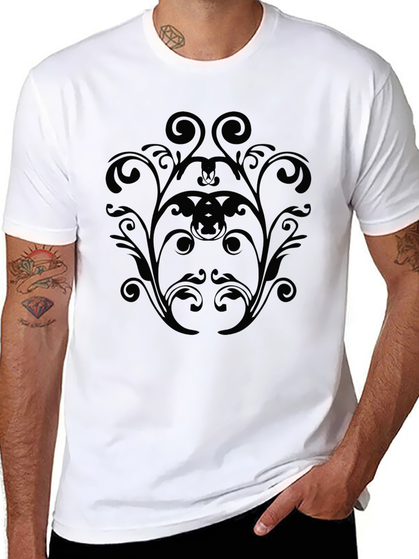 Elegant Black Scrollwork Graphic Tee