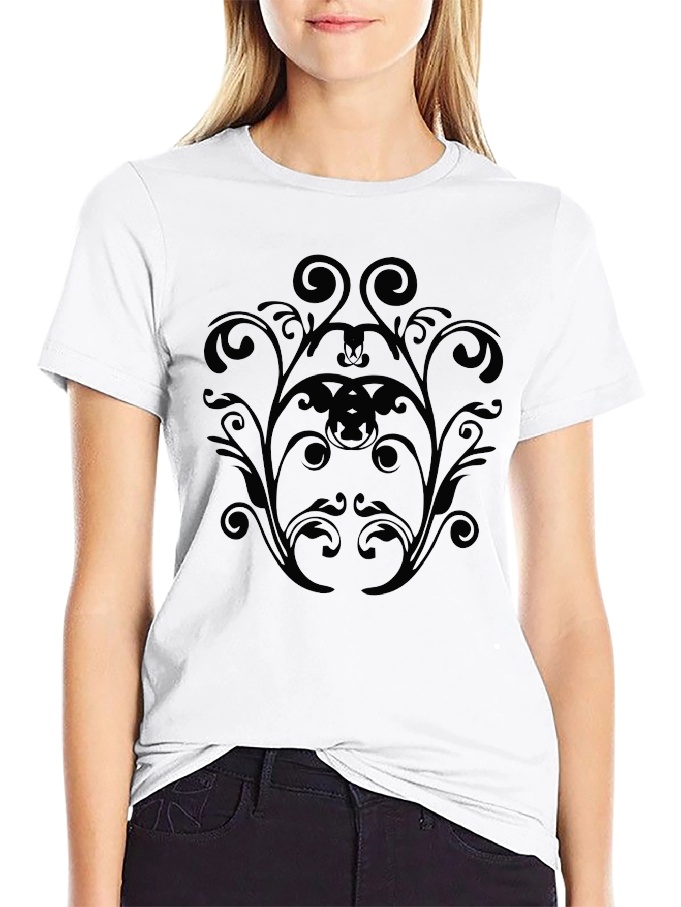 Elegant Black Scrollwork Graphic Tee