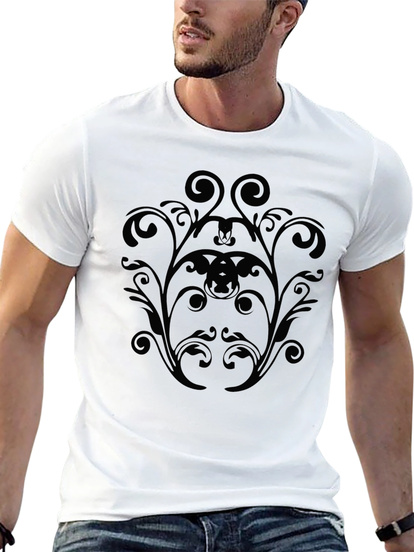 Elegant Black Scrollwork Graphic Tee