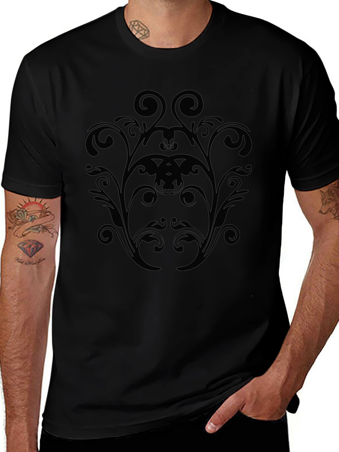 Elegant Black Scrollwork Graphic Tee