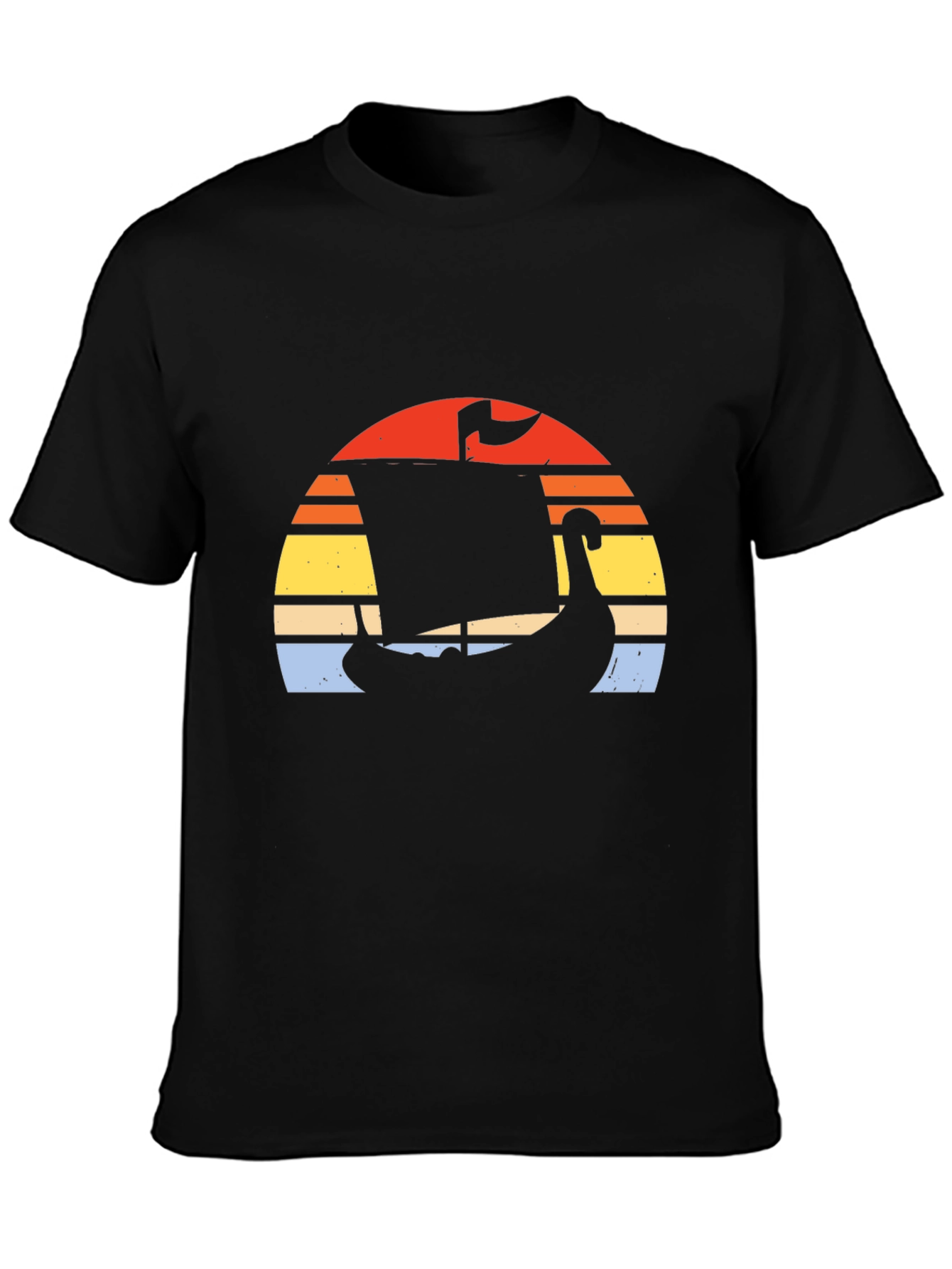 Retro Viking Ship Sunset T-Shirt