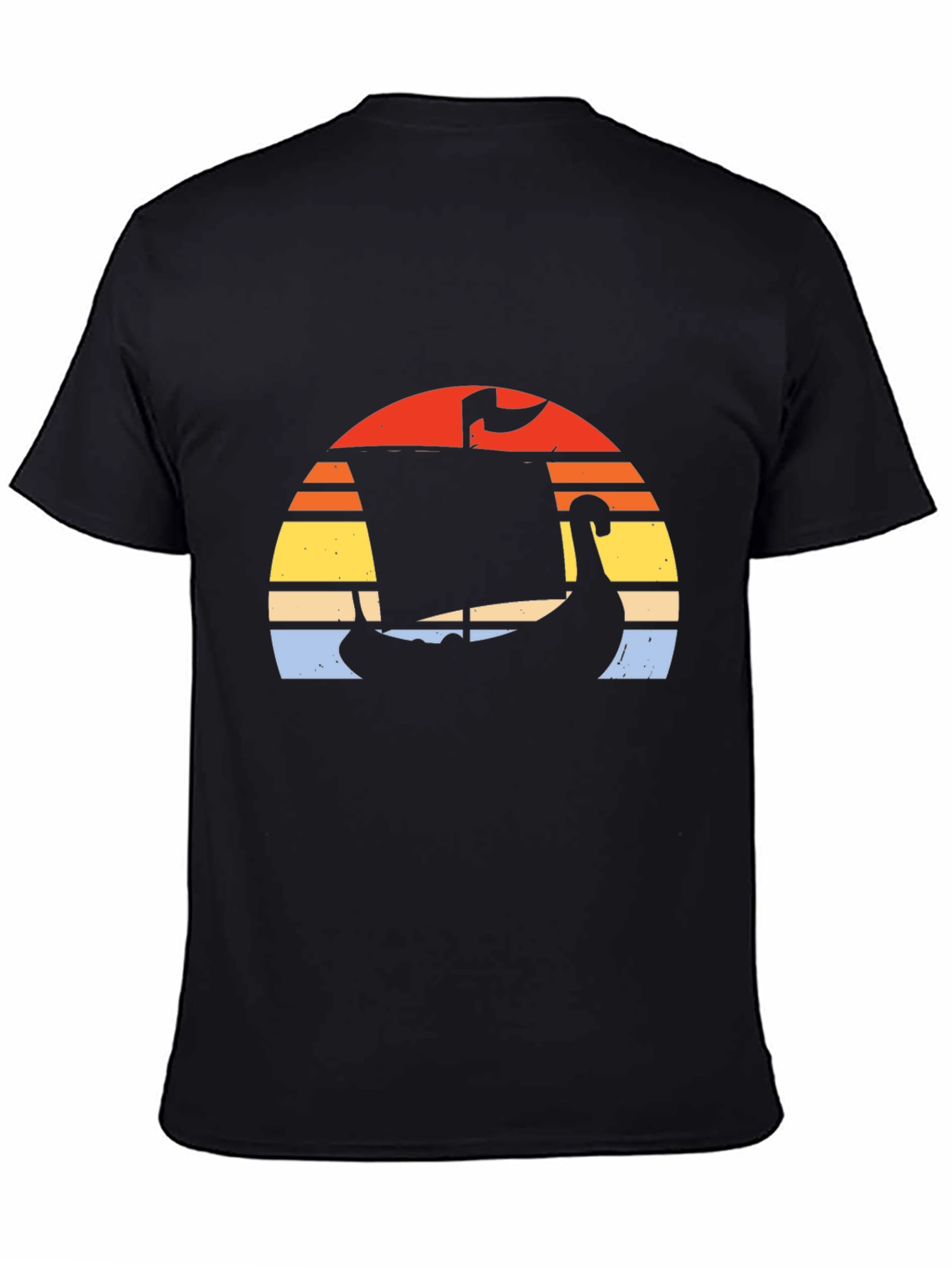 Retro Viking Ship Sunset T-Shirt