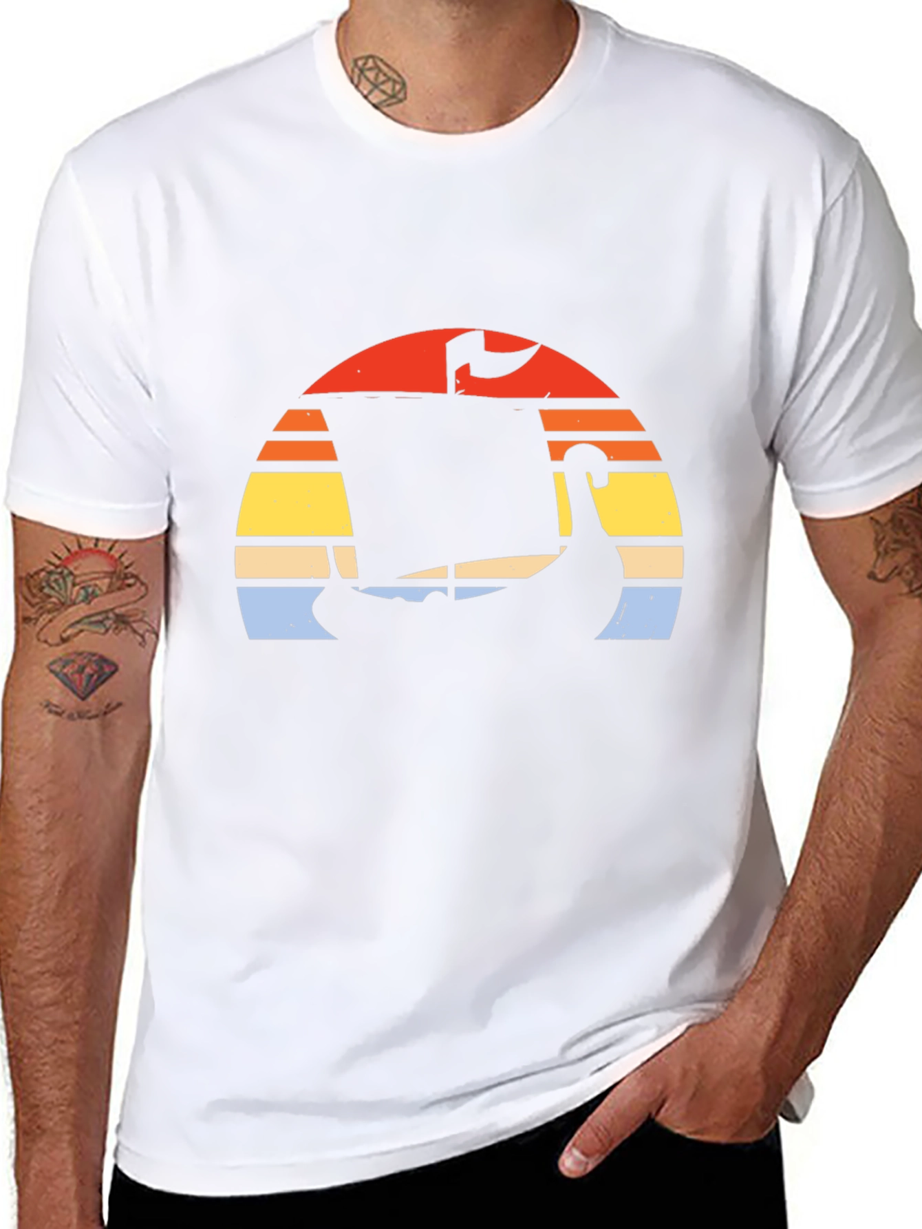 Retro Viking Ship Sunset T-Shirt