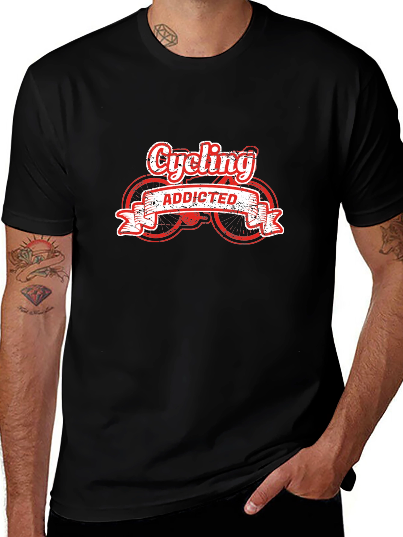 Cycling Addicted Black T-Shirt