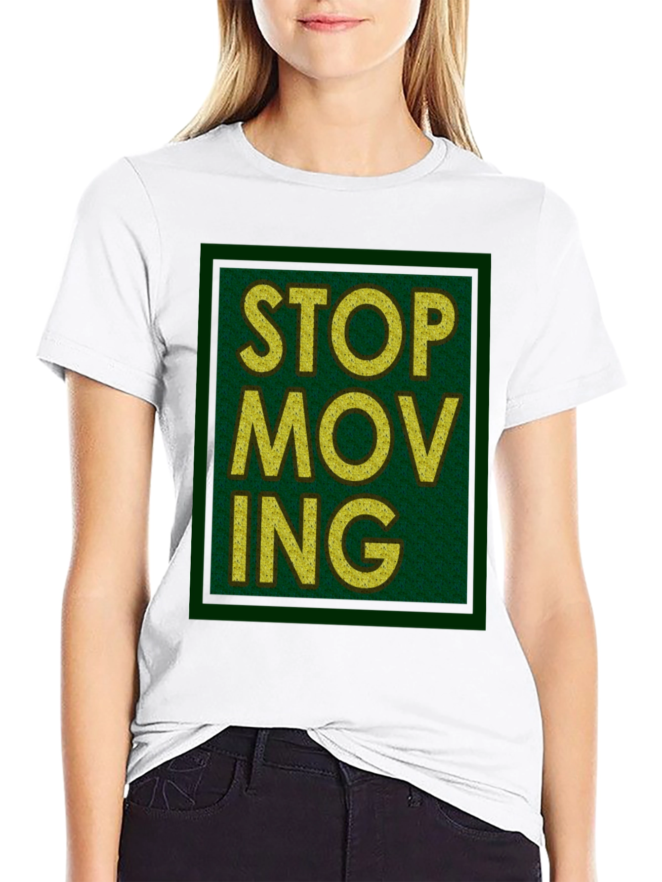 Stop Moving Graphic Print Black T-Shirt
