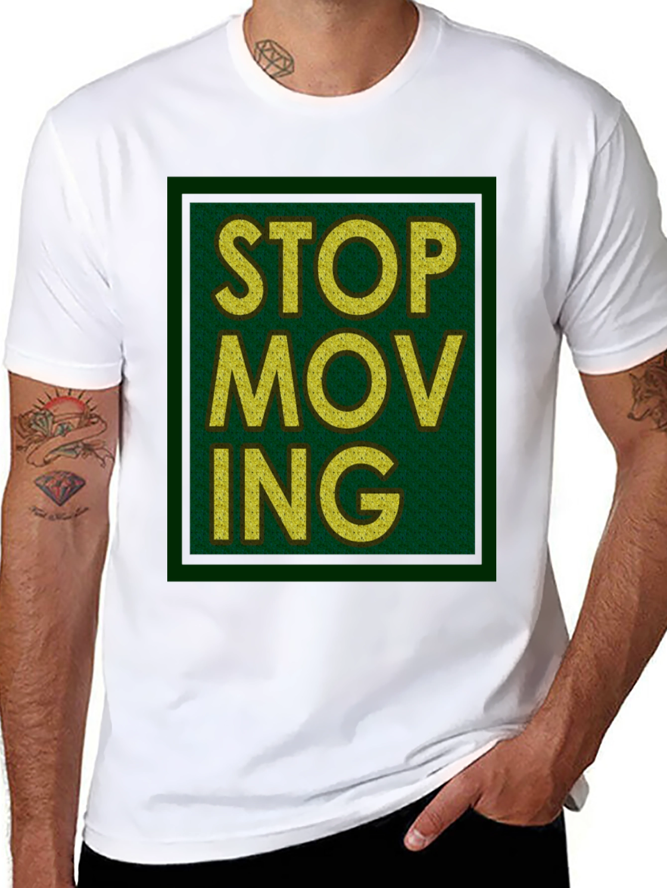 Stop Moving Graphic Print Black T-Shirt