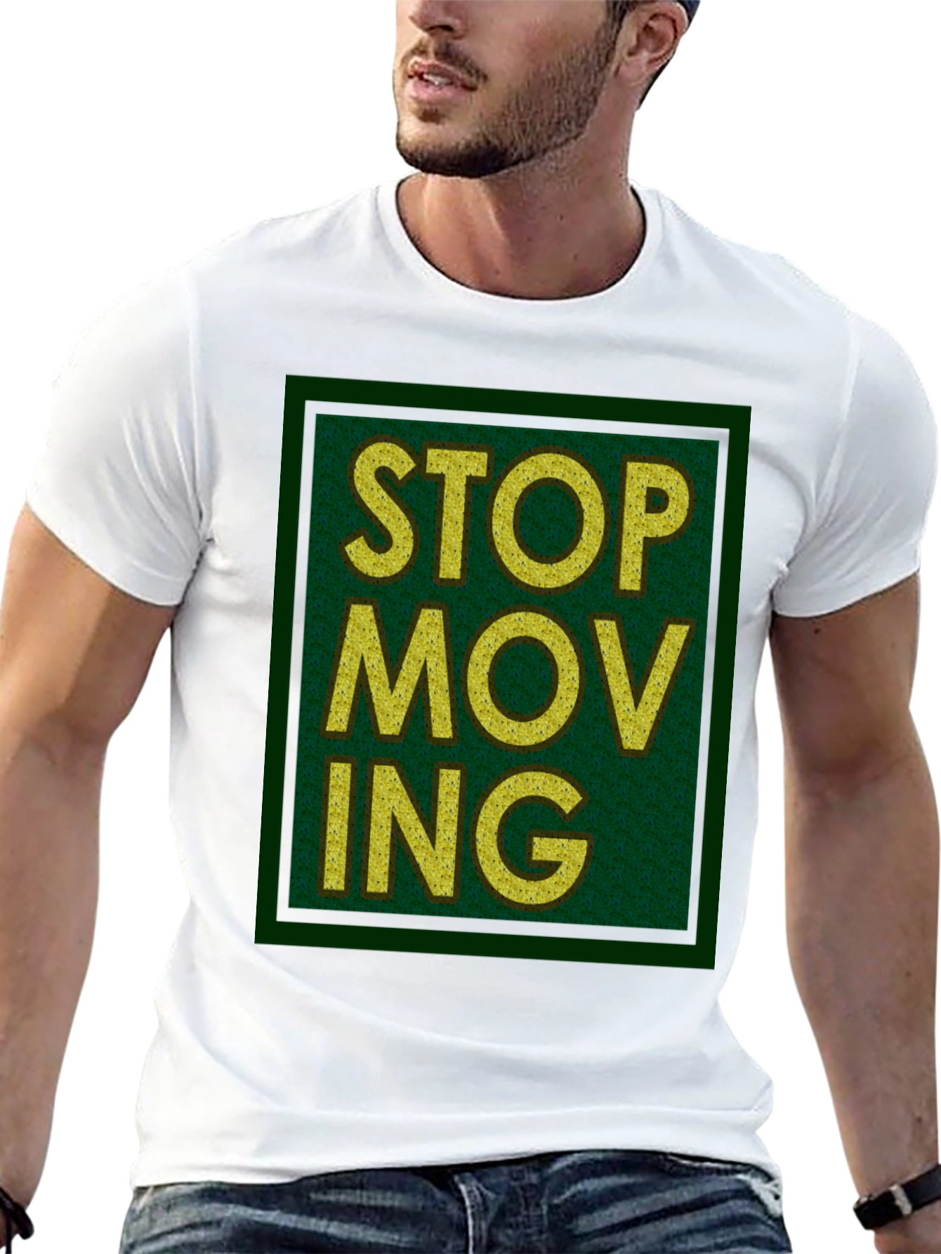 Stop Moving Graphic Print Black T-Shirt