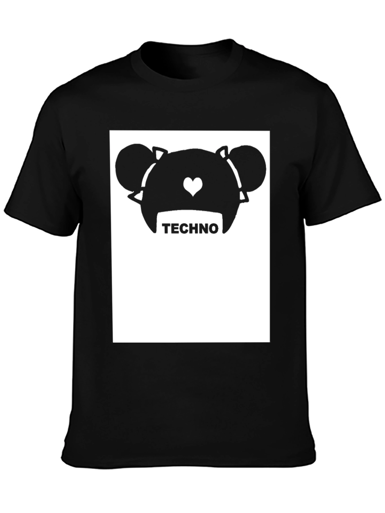 Techno Anime Graphic Tee - Black Cotton Blend