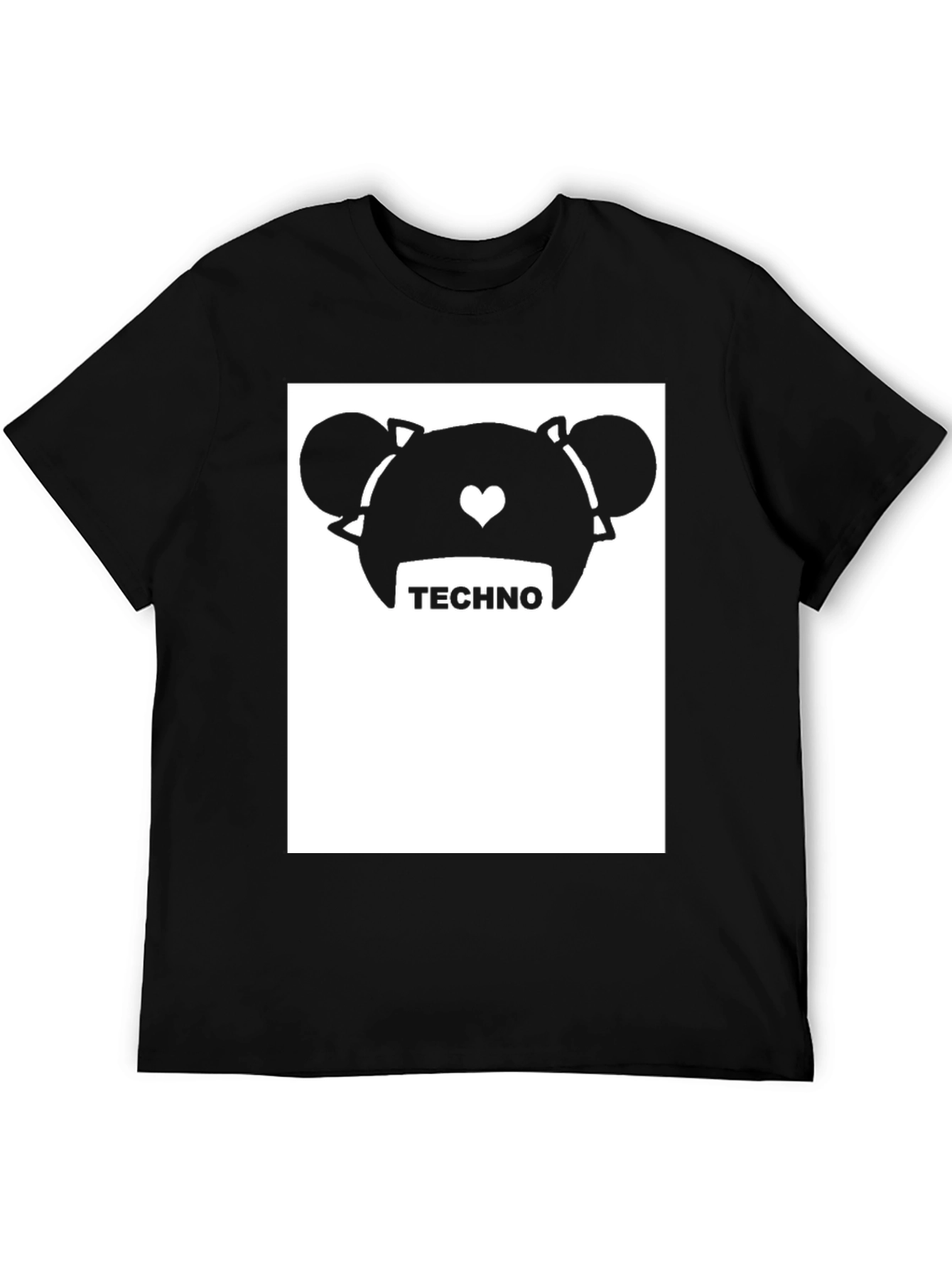 Techno Anime Graphic Tee - Black Cotton Blend