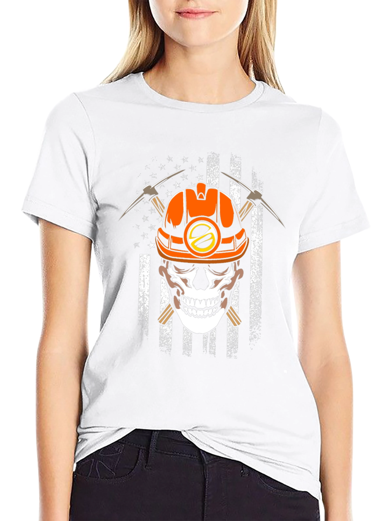 Miner Skull American Flag T-Shirt