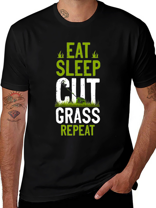 Eat Sleep Cut Grass Repeat Graphic Tee