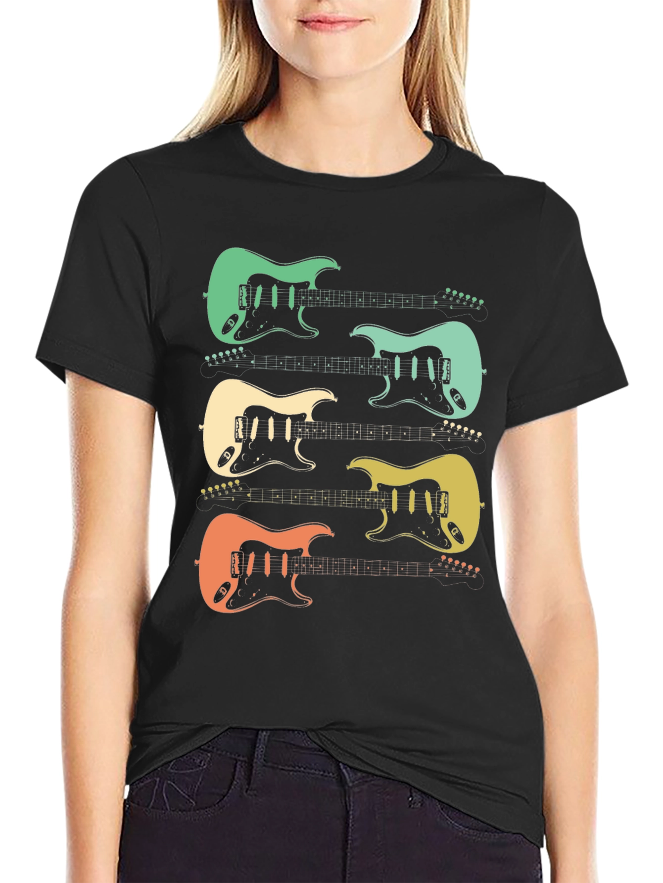 Retro Electric Guitar Graphic Tee - Music Lover T-Shirt