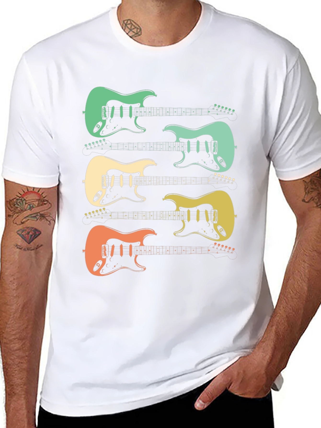 Retro Electric Guitar Graphic Tee - Music Lover T-Shirt