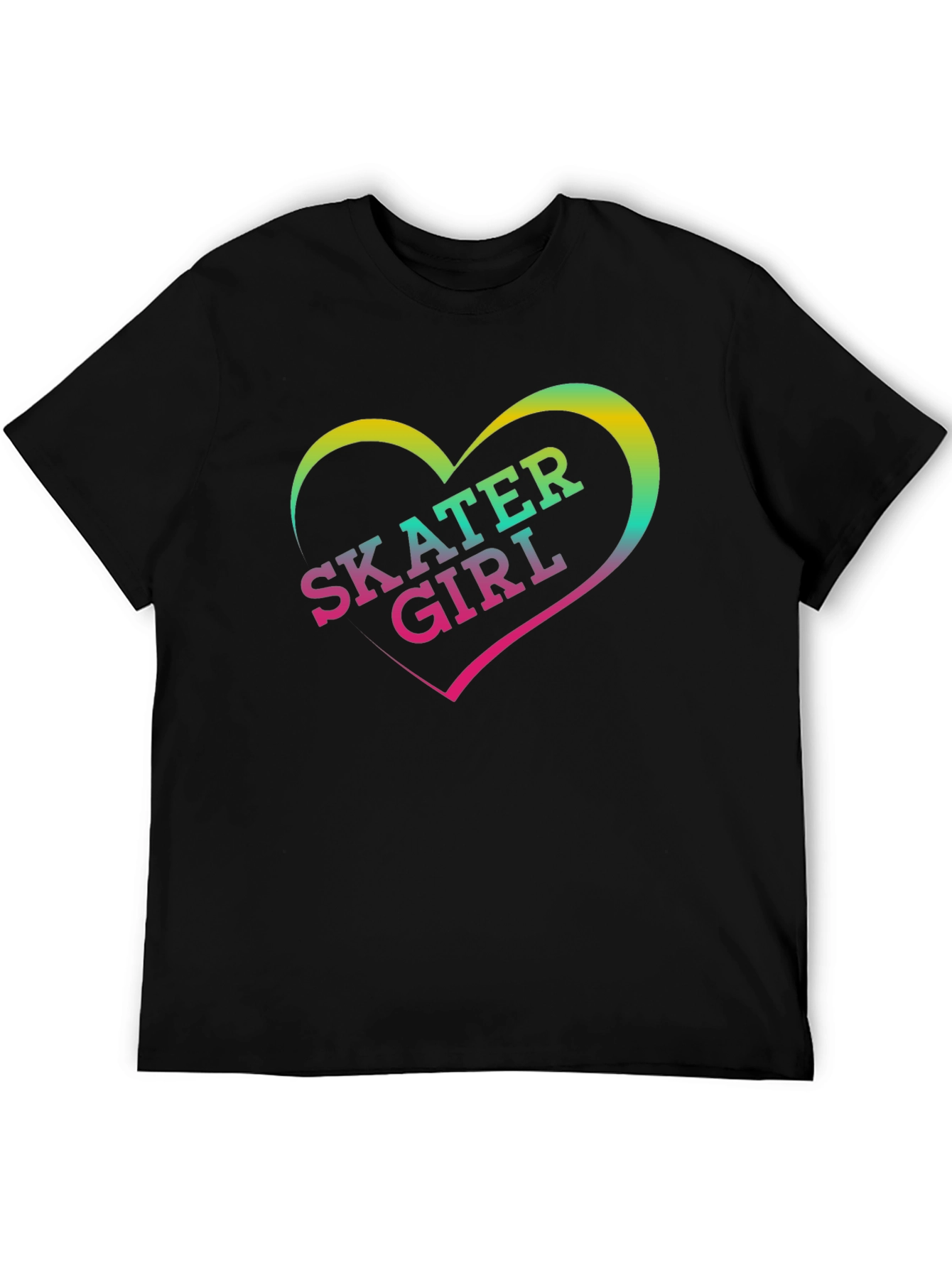 Skater Girl Graphic T-Shirt - Black Cotton Tee