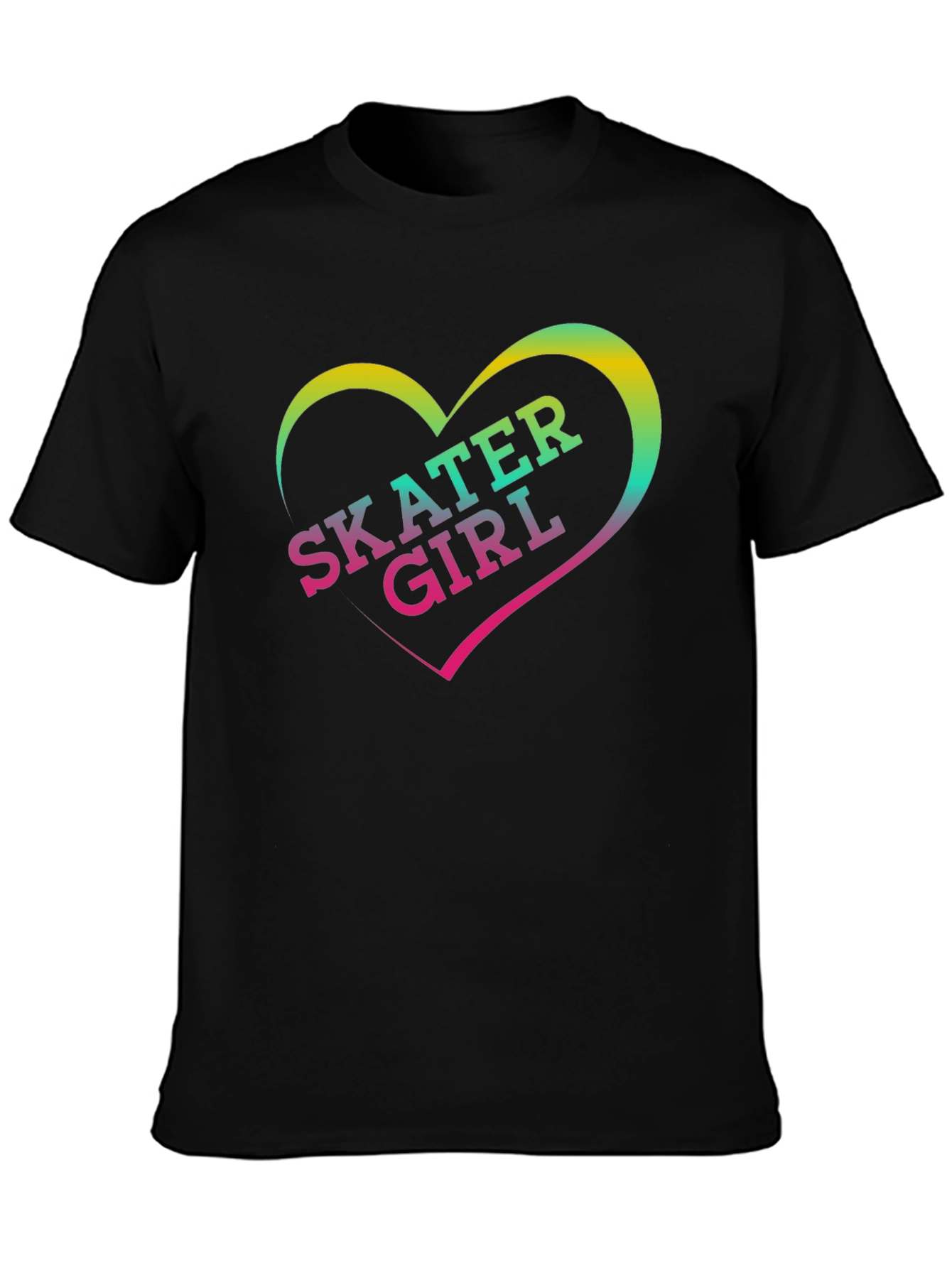Skater Girl Graphic T-Shirt - Black Cotton Tee