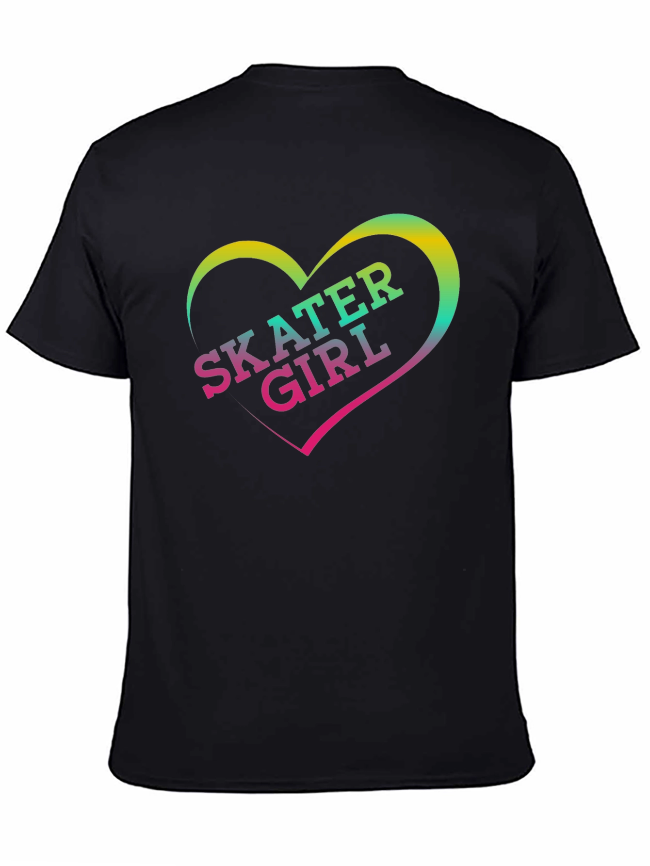 Skater Girl Graphic T-Shirt - Black Cotton Tee
