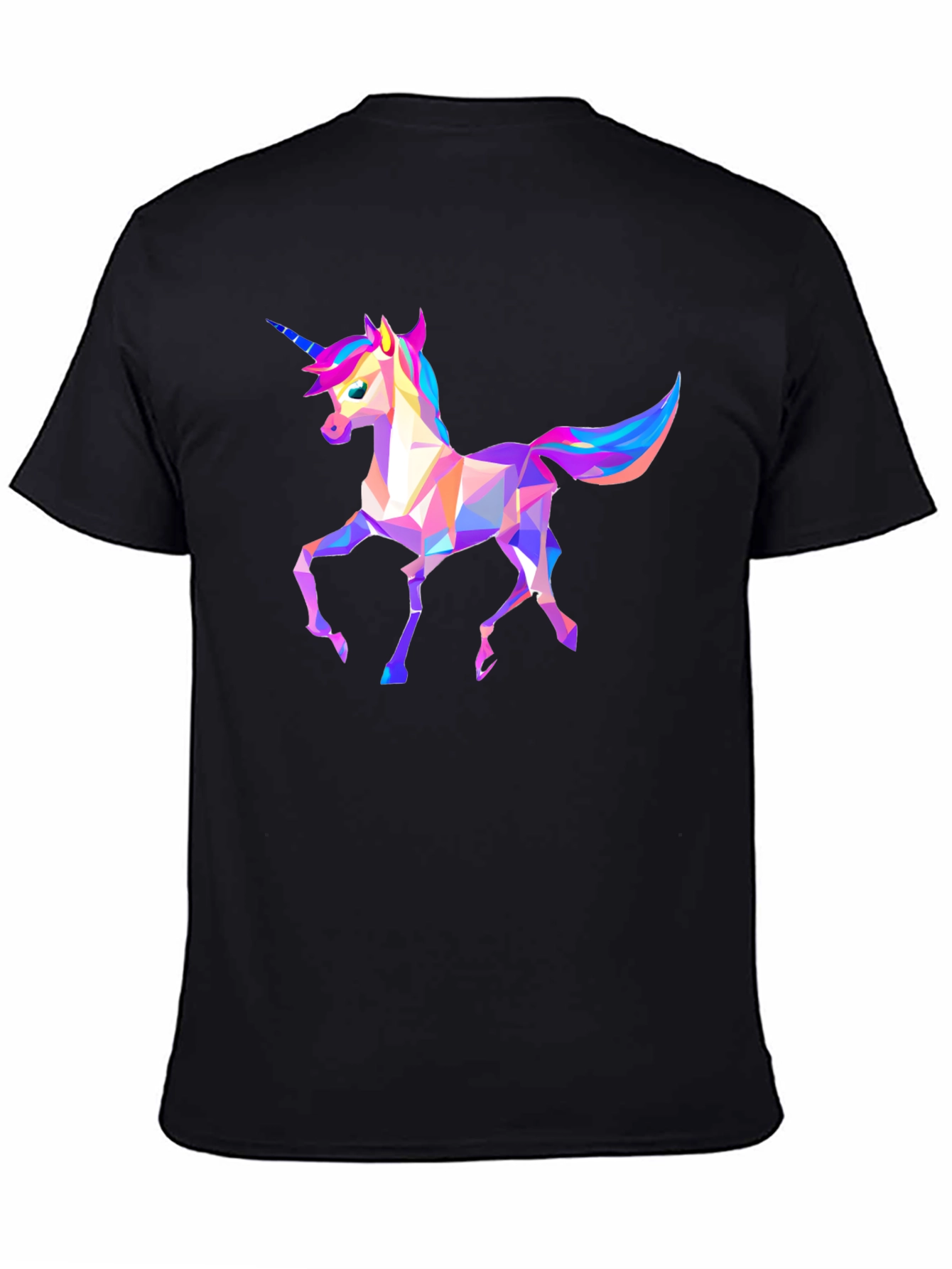 Geometric Unicorn Graphic Tee - Black