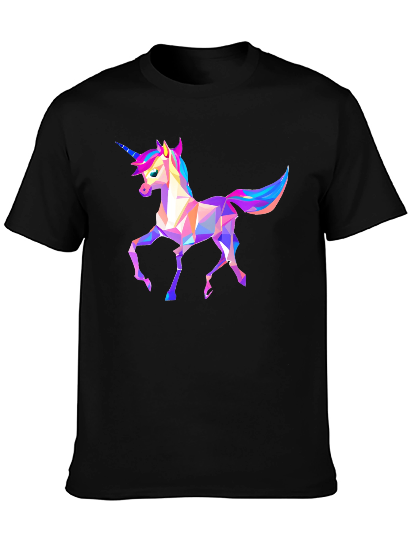 Geometric Unicorn Graphic Tee - Black