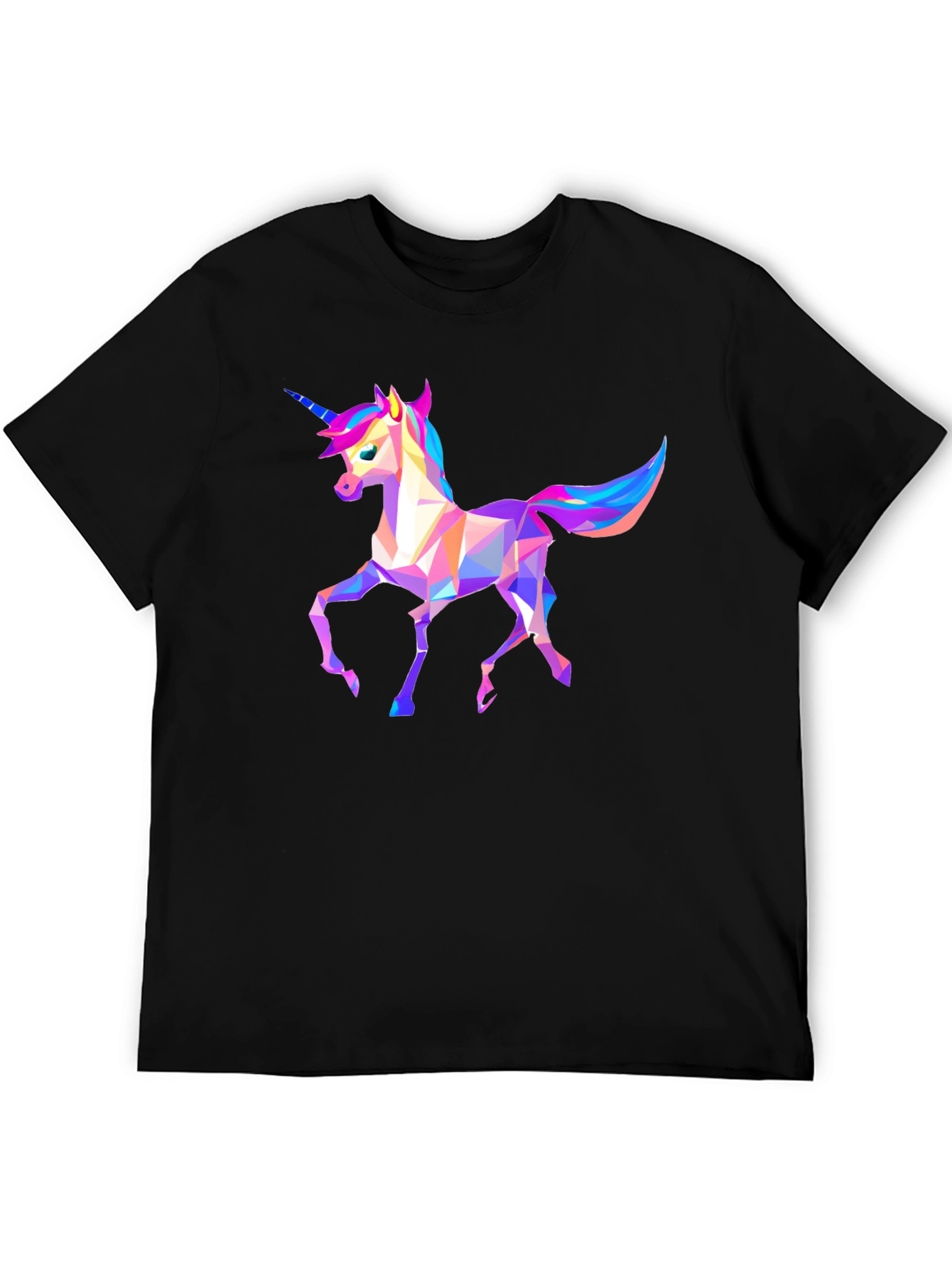 Geometric Unicorn Graphic Tee - Black