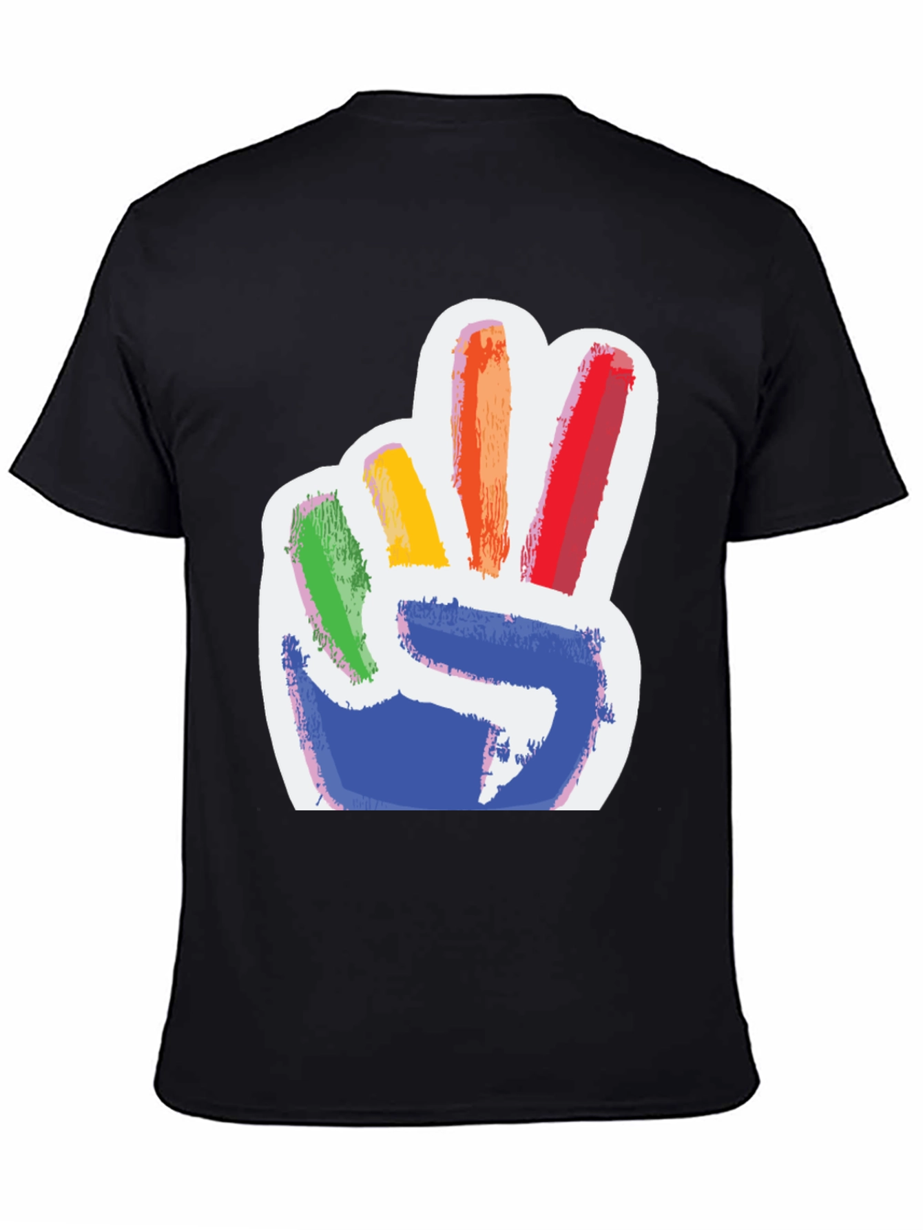 Rainbow Peace Sign Graphic Tee - Mens Black T-Shirt