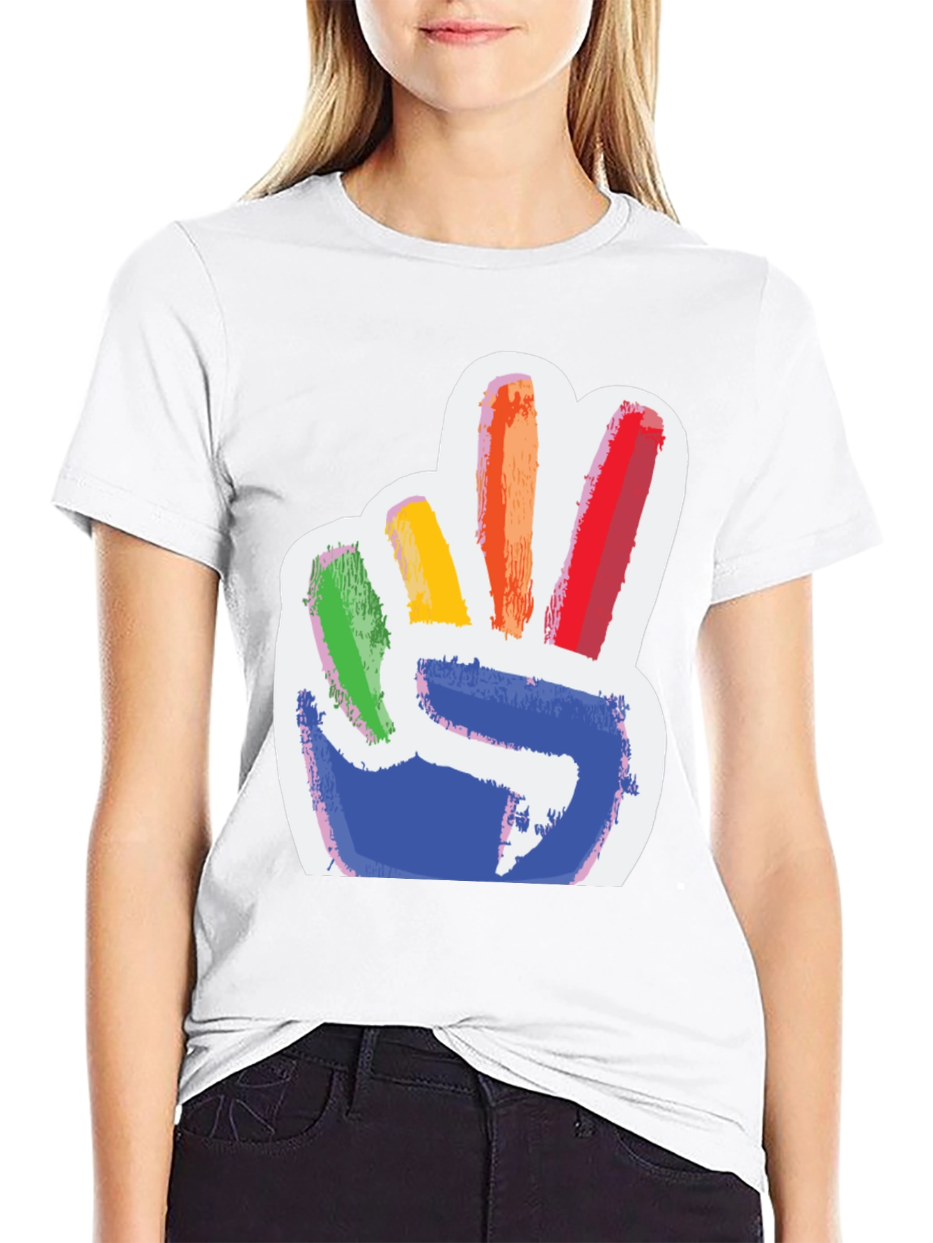 Rainbow Peace Sign Graphic Tee - Mens Black T-Shirt