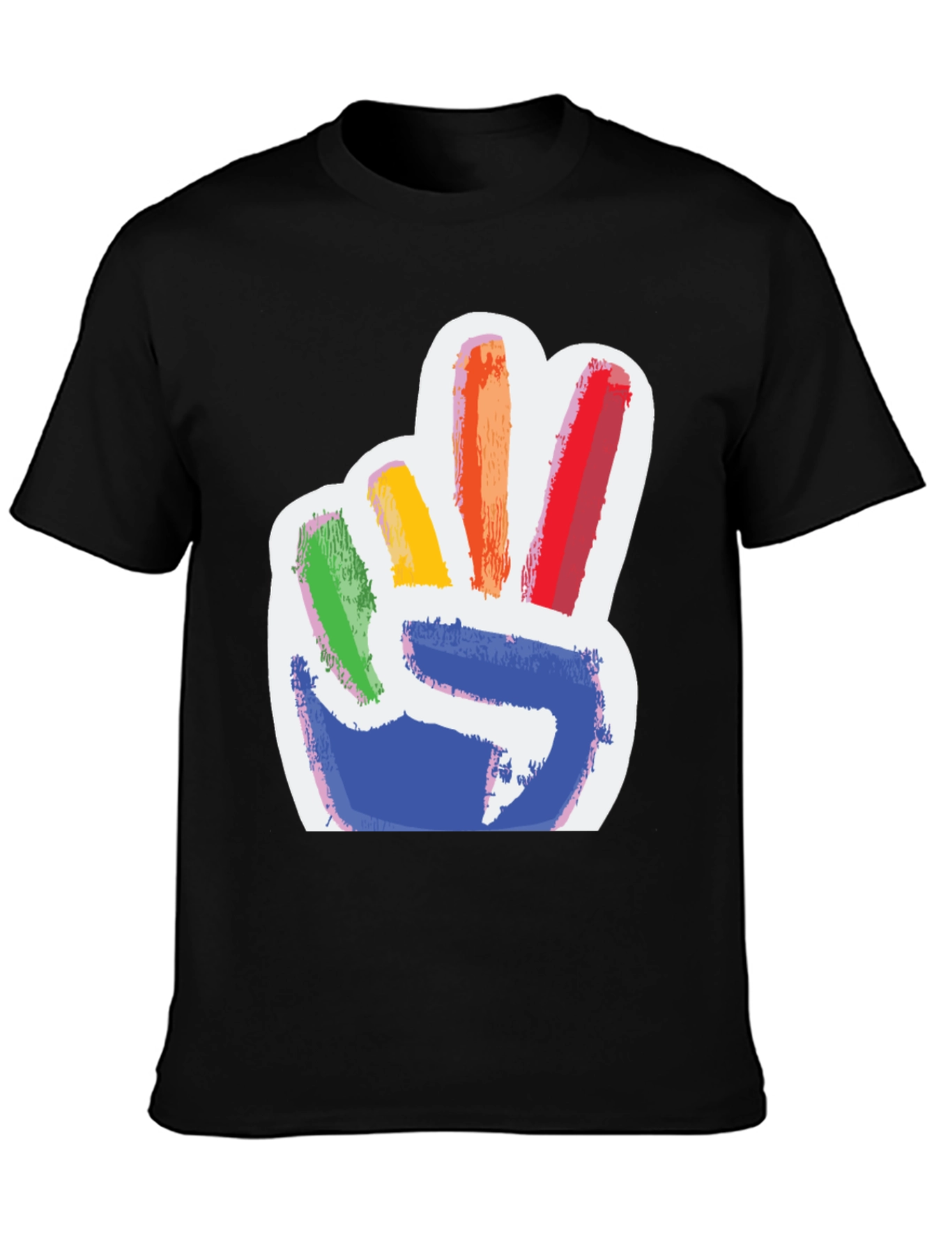 Rainbow Peace Sign Graphic Tee - Mens Black T-Shirt